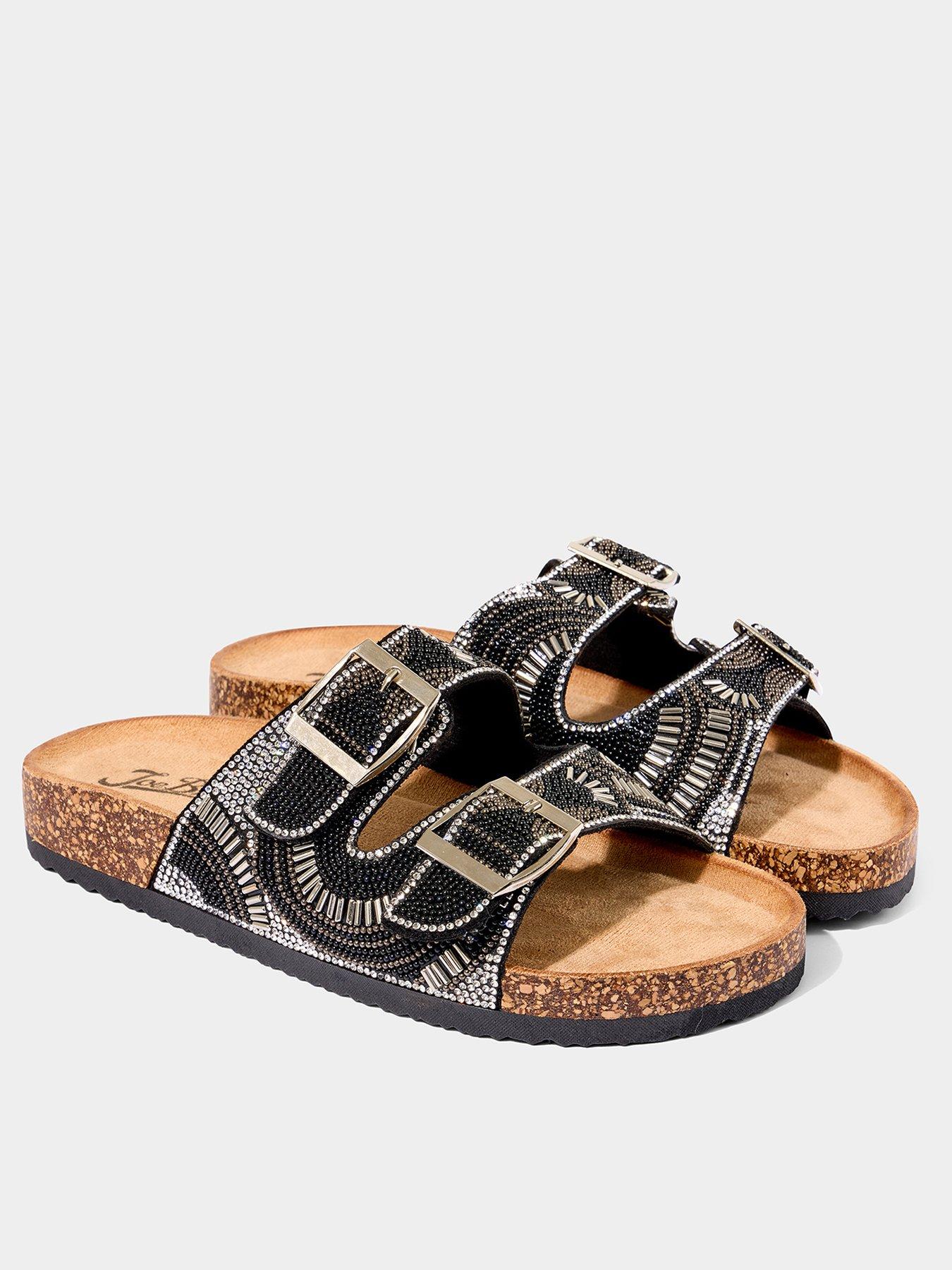  image of joe-browns-beach-to-bar-beaded-sandals-black