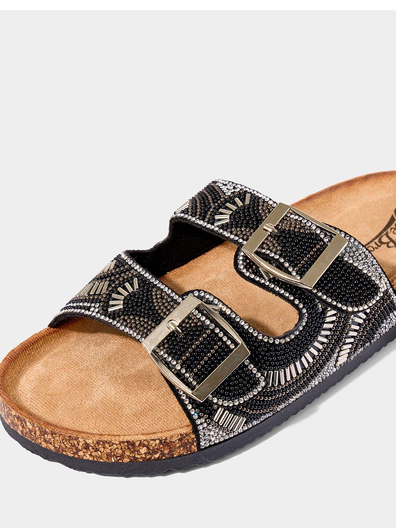  image of joe-browns-beach-to-bar-beaded-sandals-black