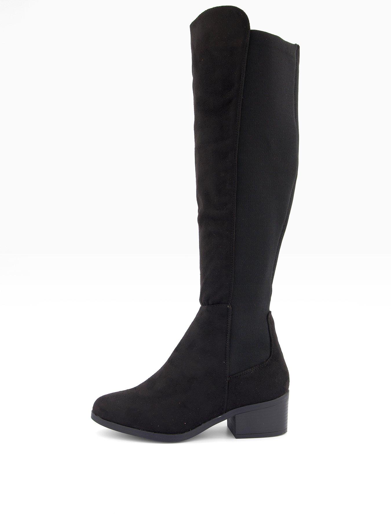  image of the-very-collection-wide-fit-over-knee-elastic-boots--black