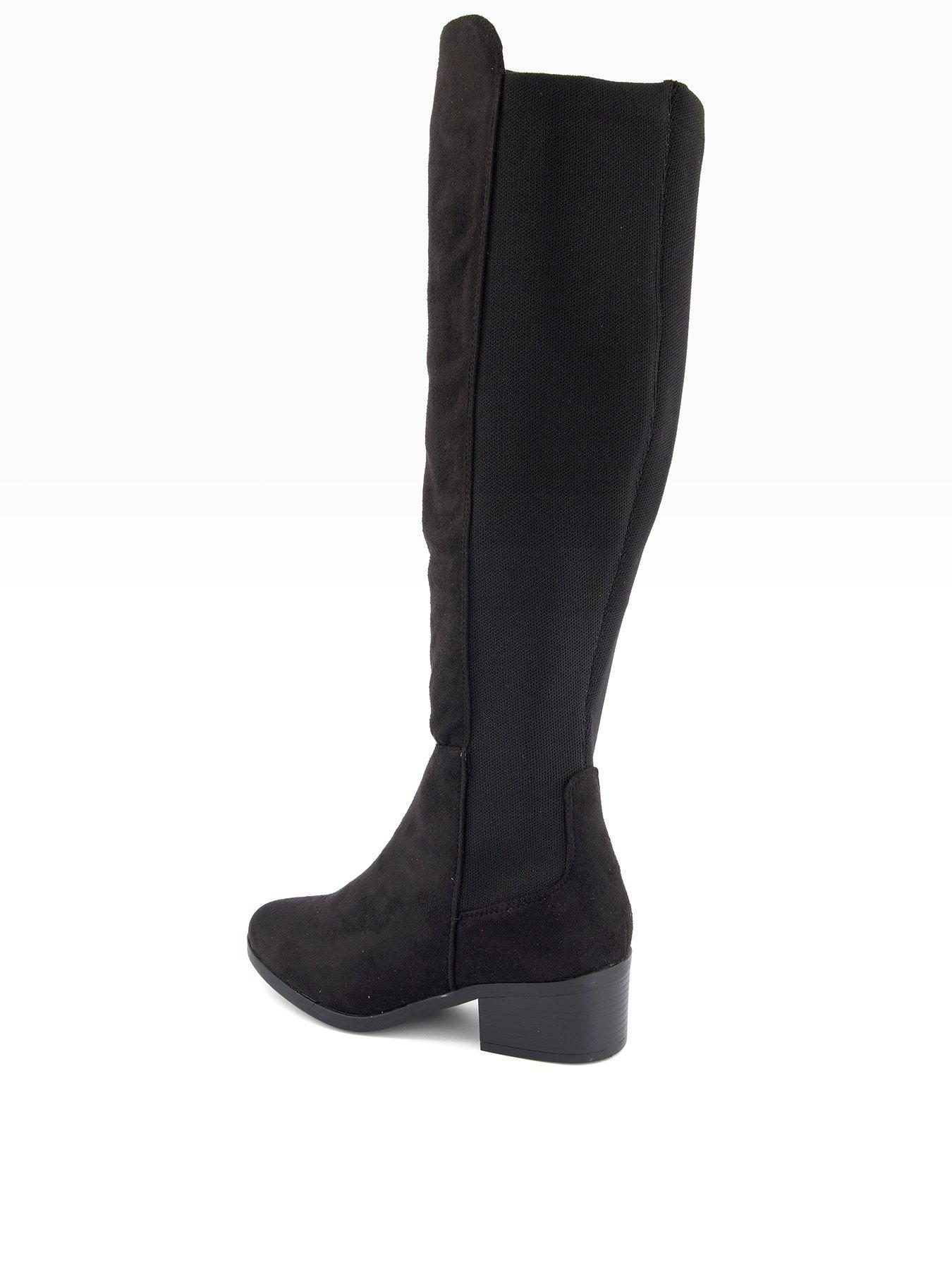  image of the-very-collection-wide-fit-over-knee-elastic-boots--black