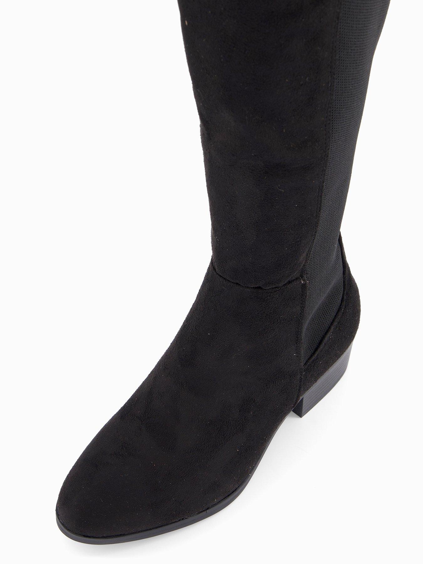  image of the-very-collection-wide-fit-over-knee-elastic-boots--black