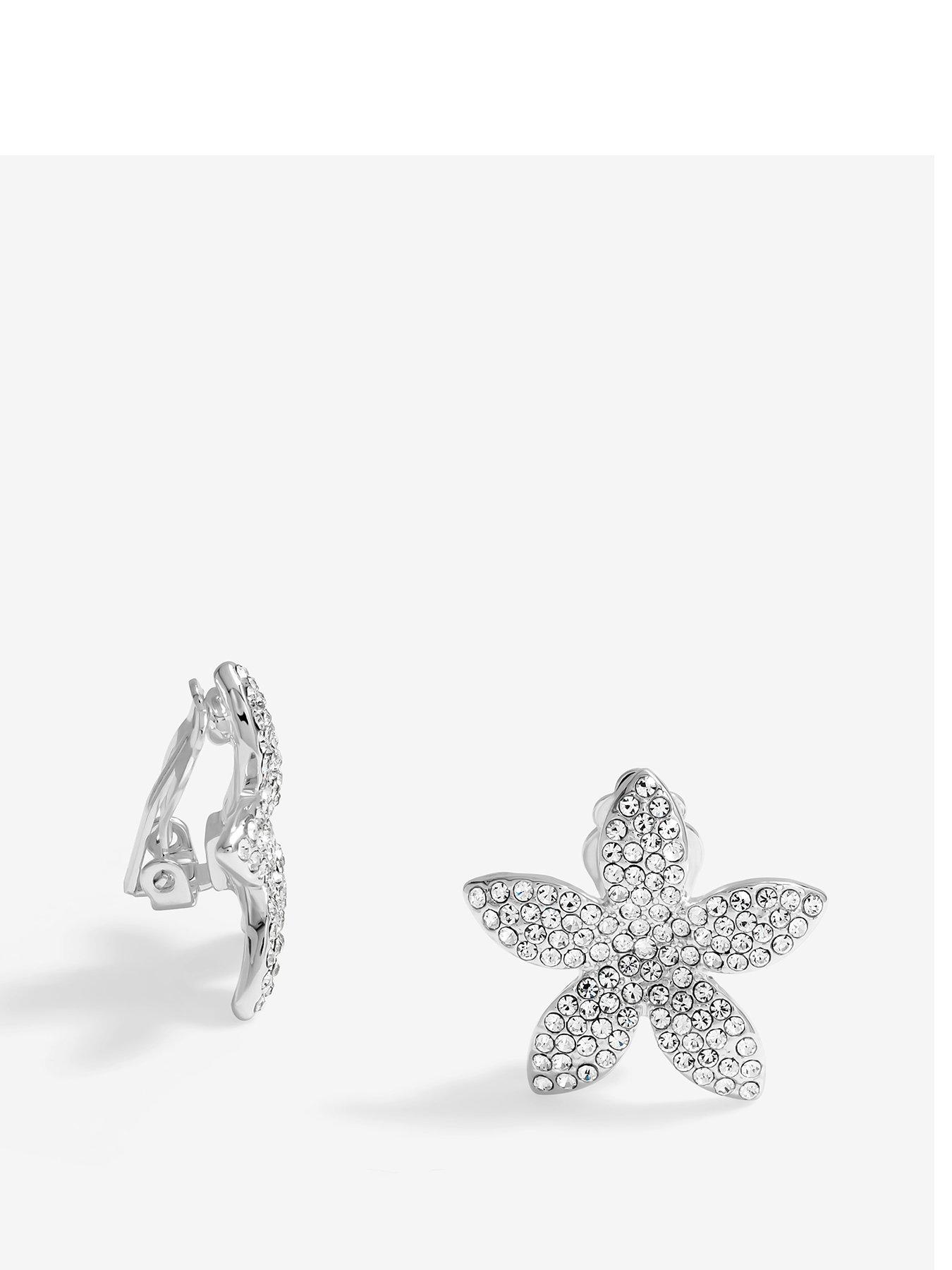 undefined Silver Plated Pave Floral Earrings
