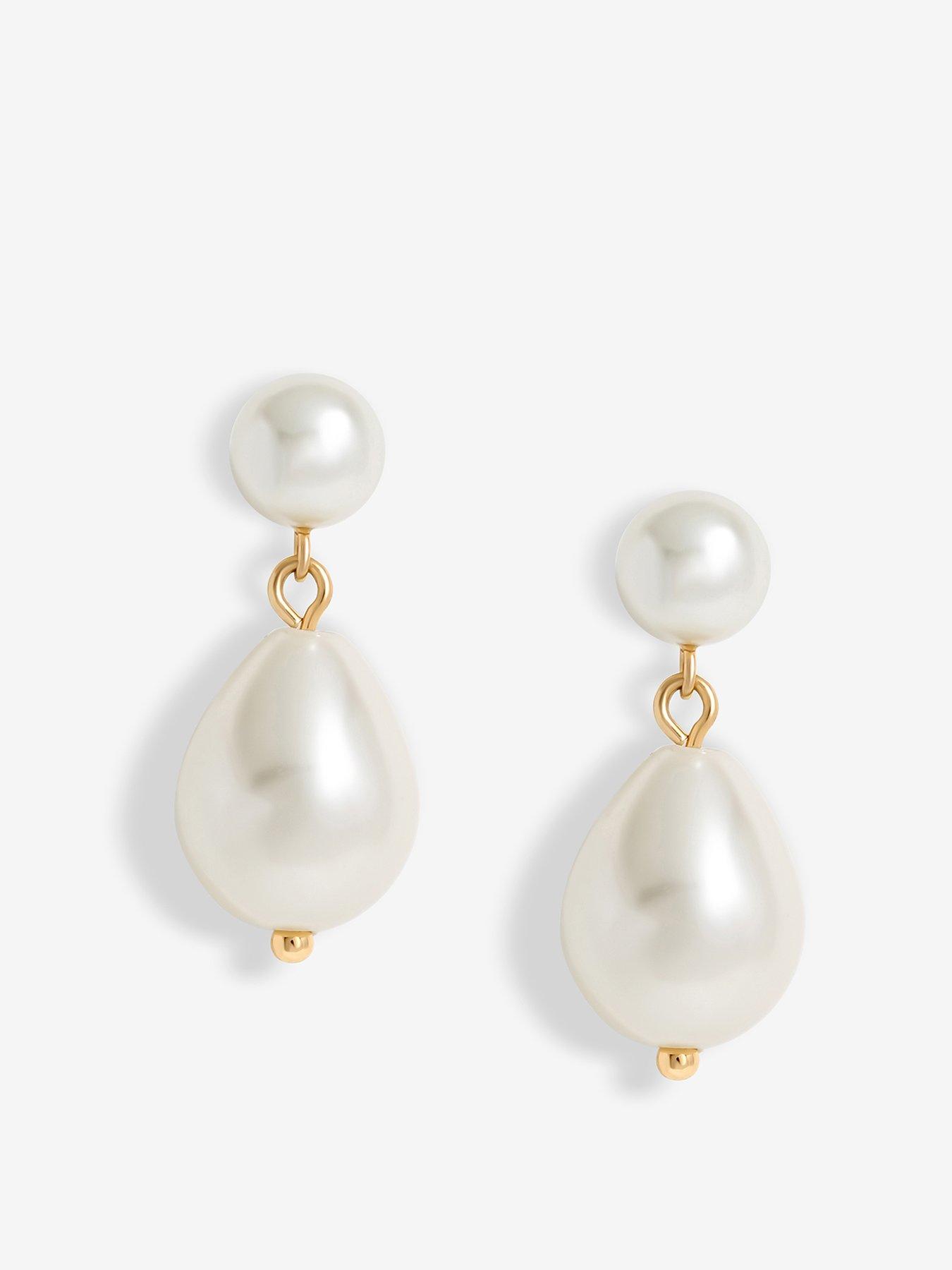 undefined Gold Plated Pearl Peardrop Earrings