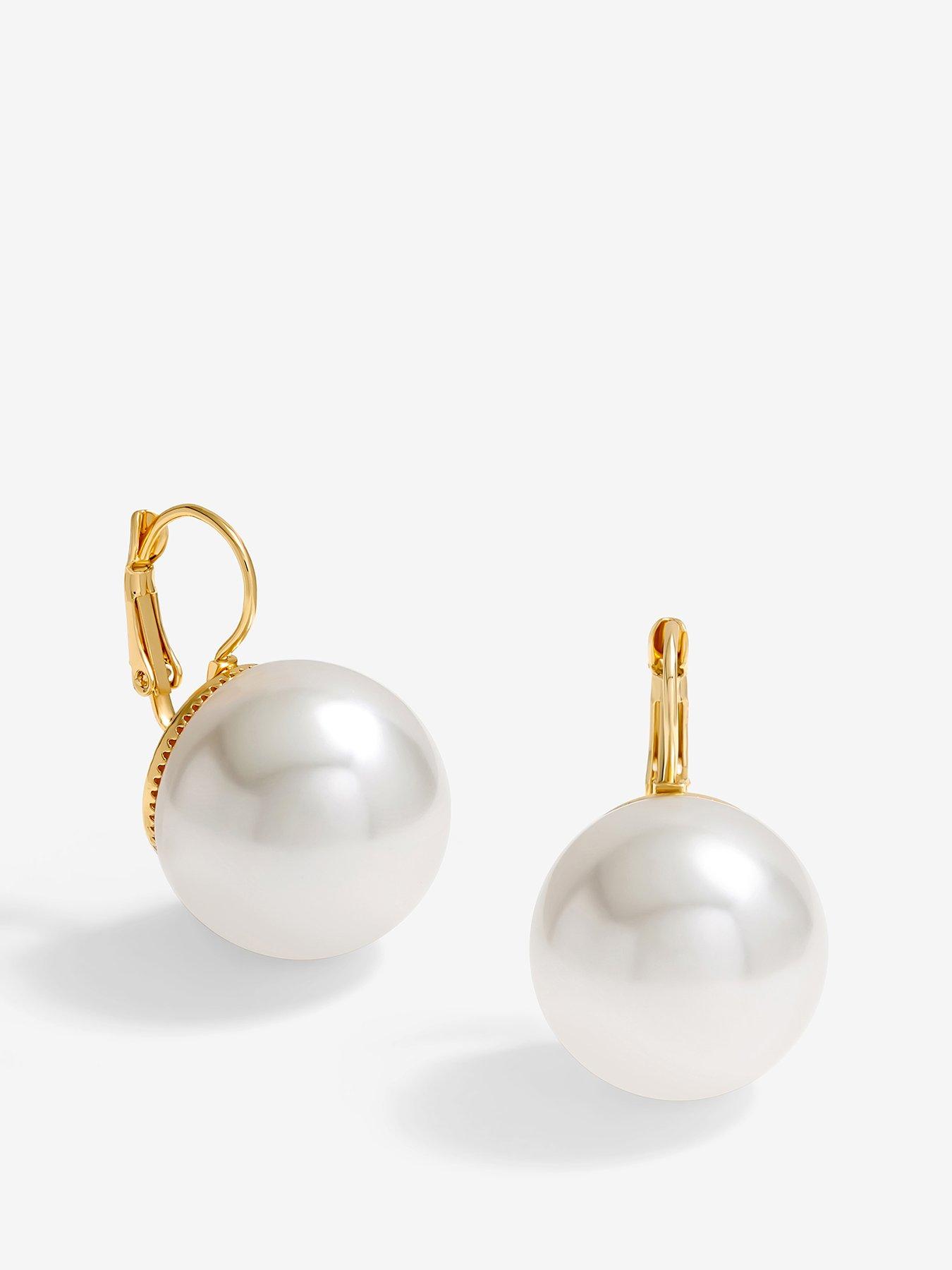 undefined Gold Plated Large Dome Pearl Earrings