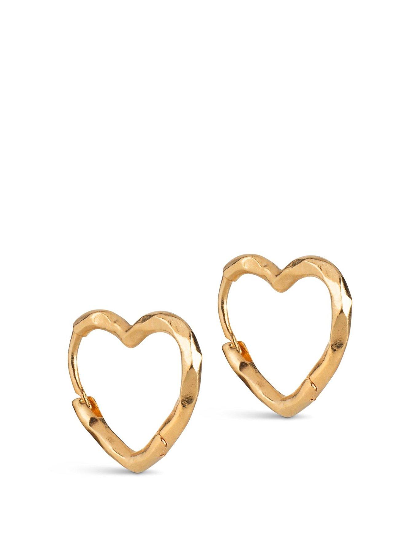 undefined Small Gold Organic Heart Hoops