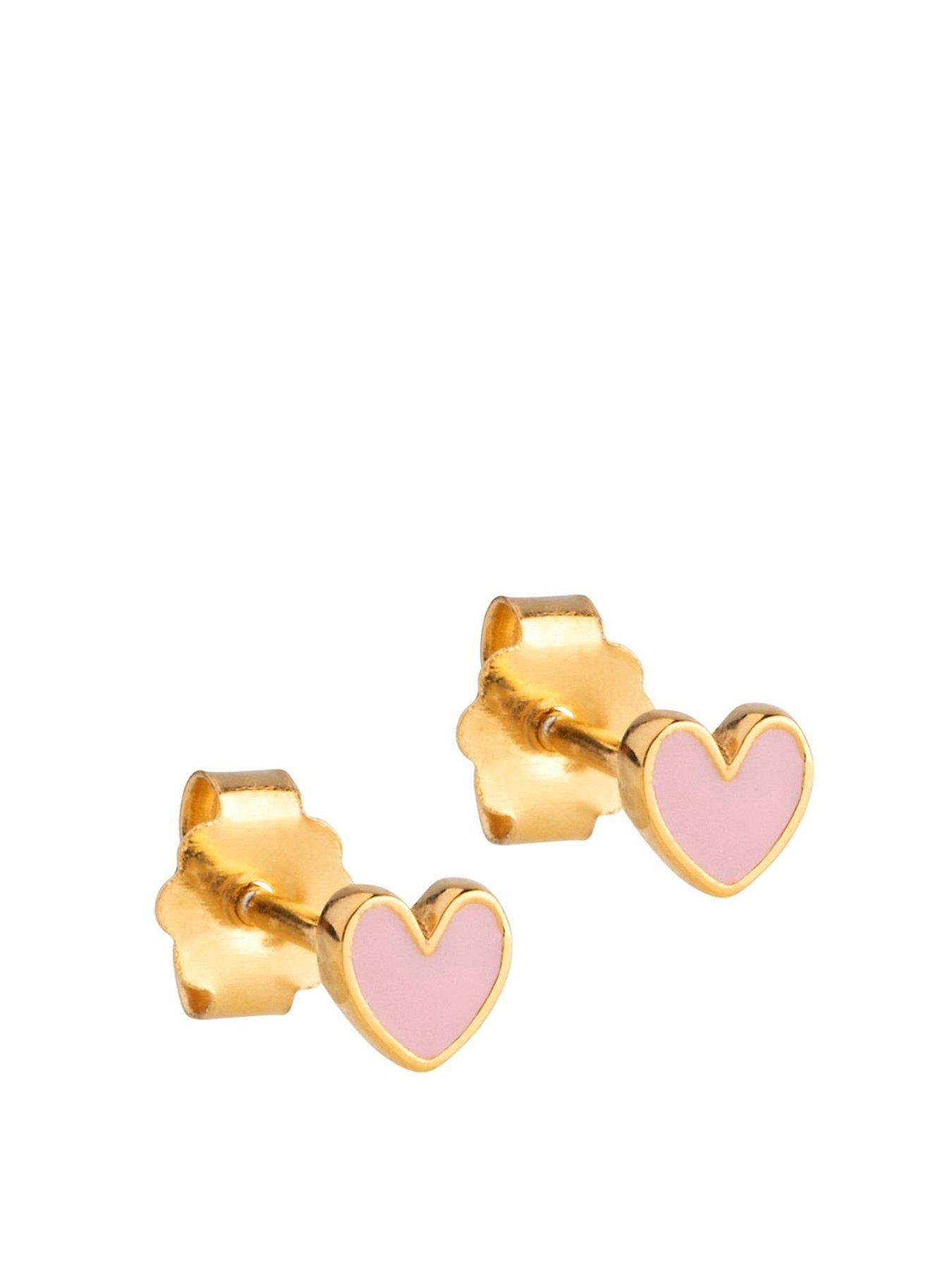 Image 1 of 4 of ENAMEL Copenhagen Pink Enamel Amore Heart Studs