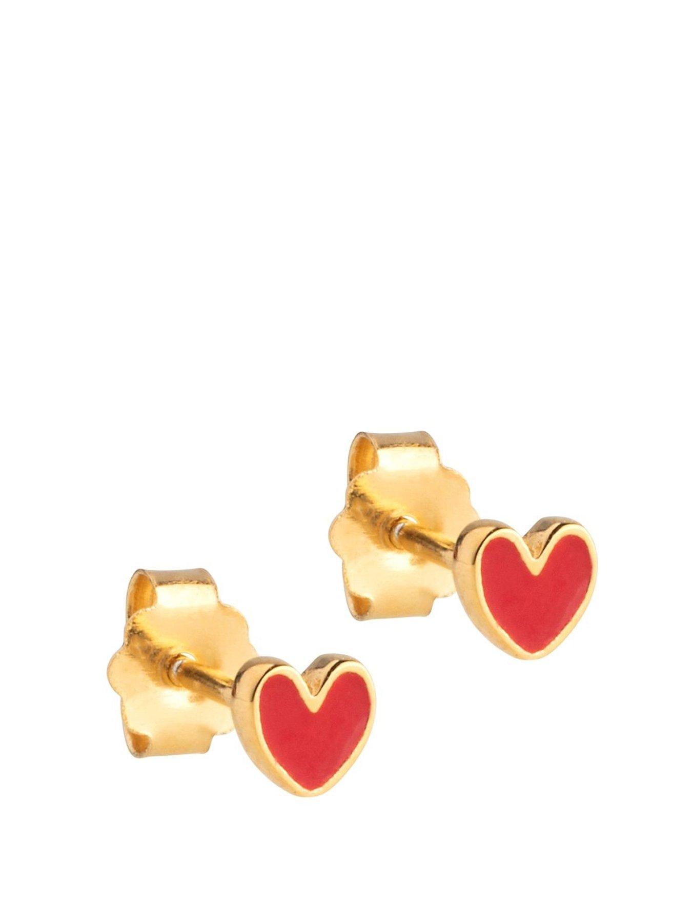 Image 1 of 4 of ENAMEL Copenhagen Red Enamel Amore Heart Studs
