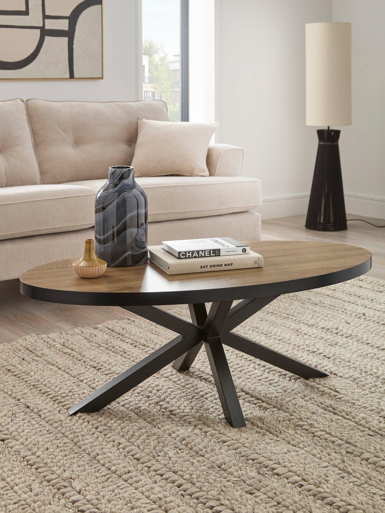Very Home Oslo Oval Coffee Table - Oak/Black - FSC® Certified