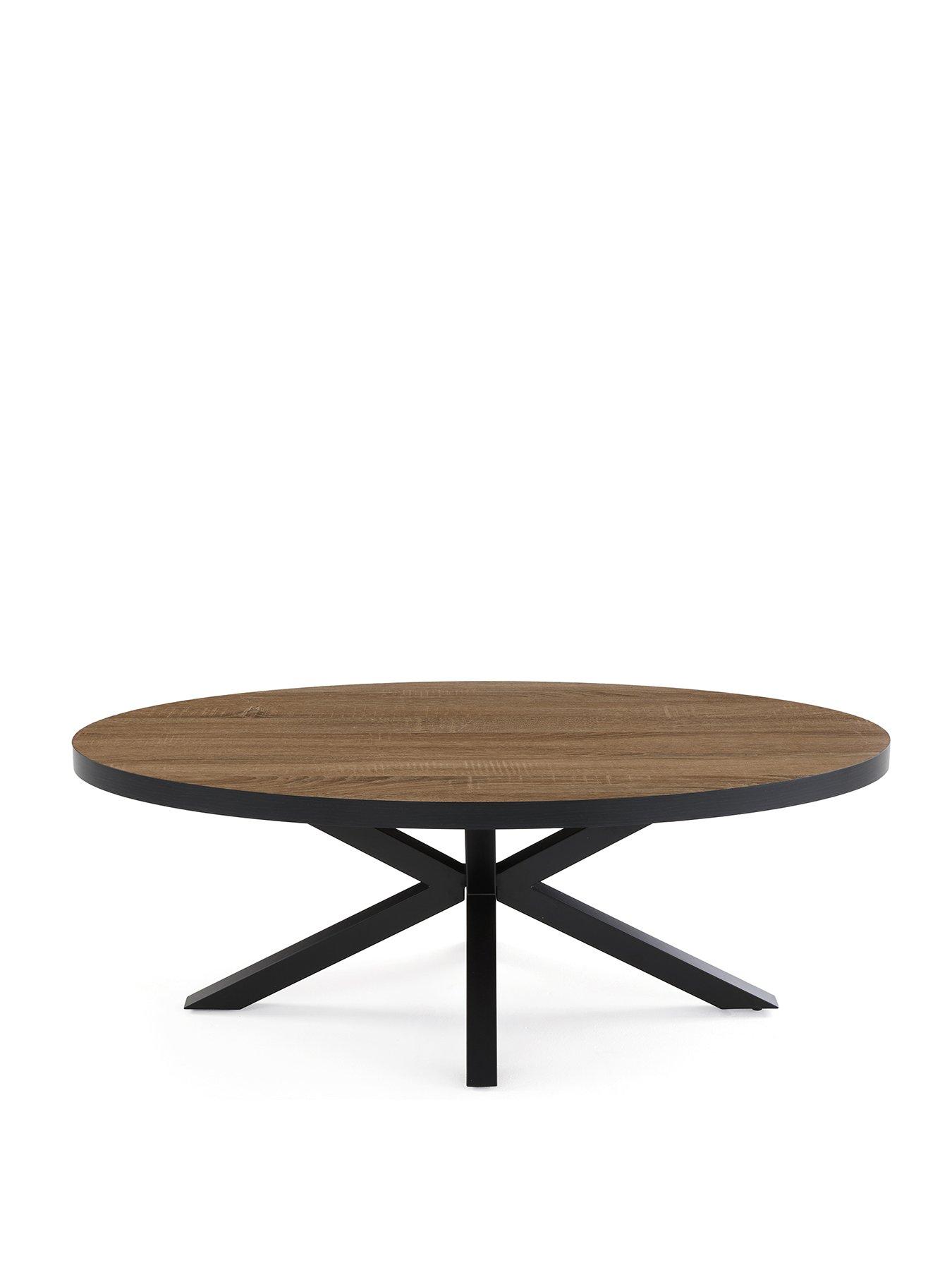  image of very-home-oslo-oval-coffee-table-oakblacknbsp--fscreg-certified