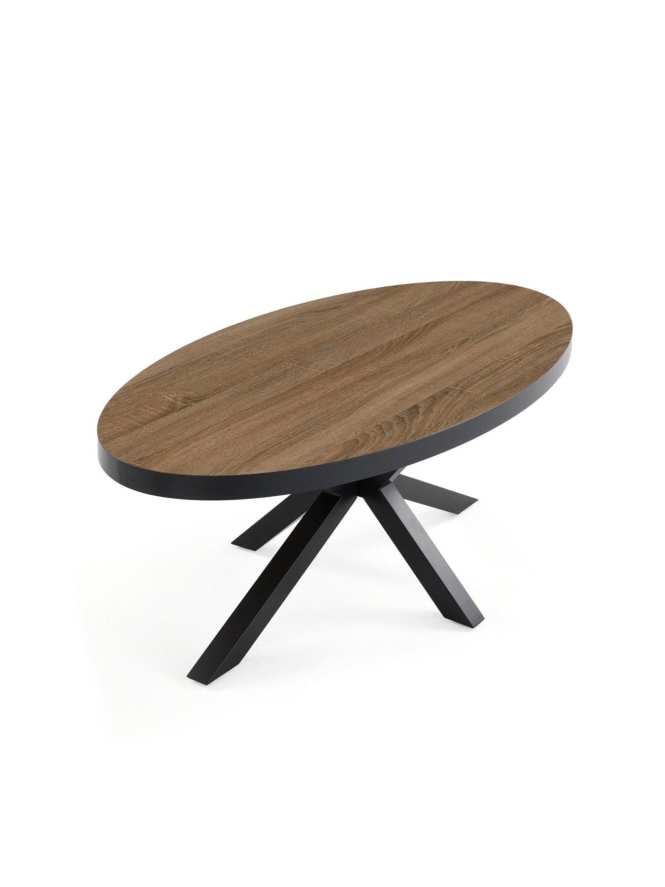  image of very-home-oslo-oval-coffee-table-oakblacknbsp--fscreg-certified