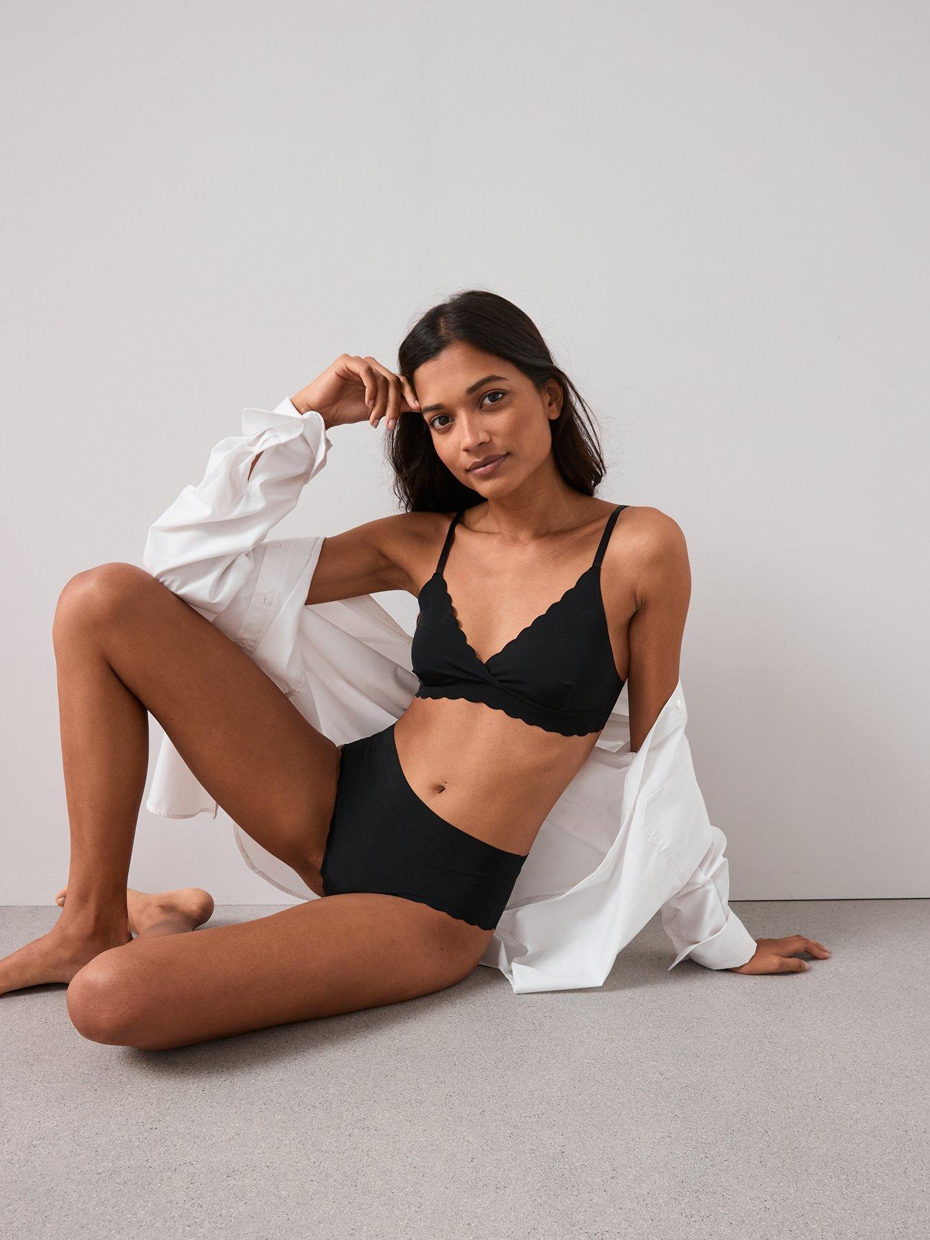  image of the-very-collection-3pack-no-vpl-scallop-edge-bikini-briefs-black