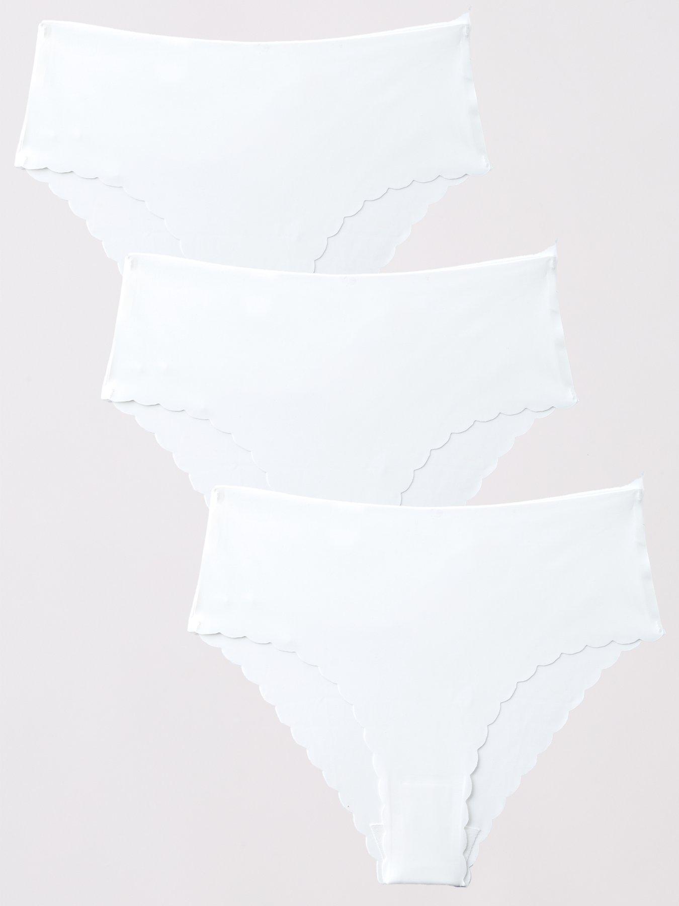 The Very Collection 3 Pack No Vpl Scallop Edge Briefs - White