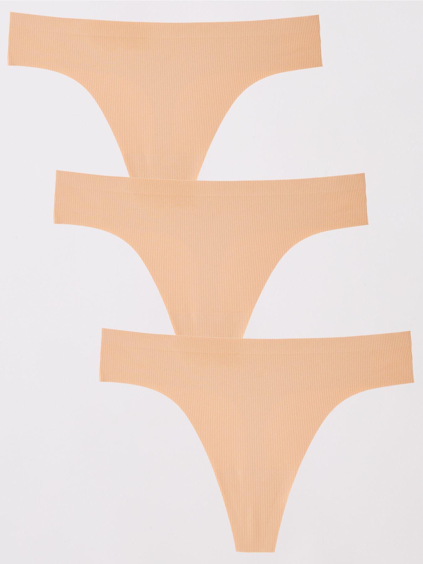 Image 2 of 6 of The Very Collection 3 Pack 2nd Skin Ribbed Thongs - Nude