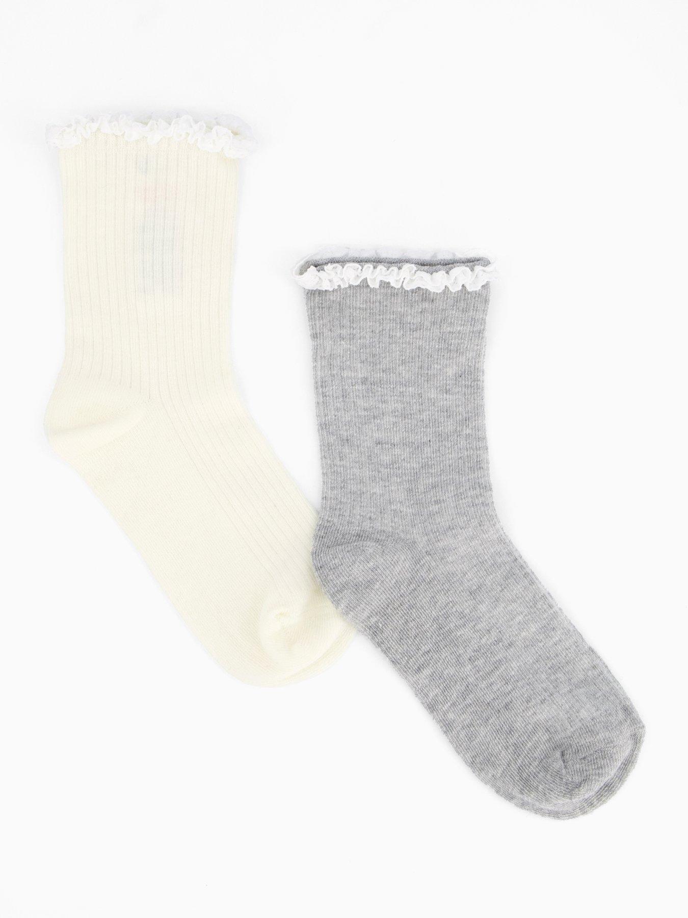 undefined 2 Pack Lace Ankle Socks - Beige