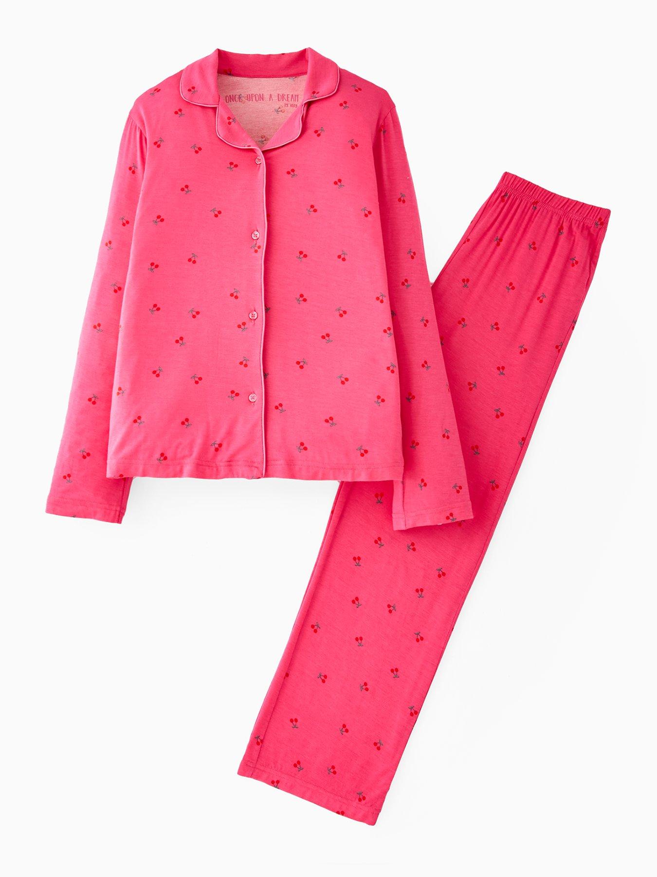 undefined Girls Cherry Jersey Revere Pyjamas - Print