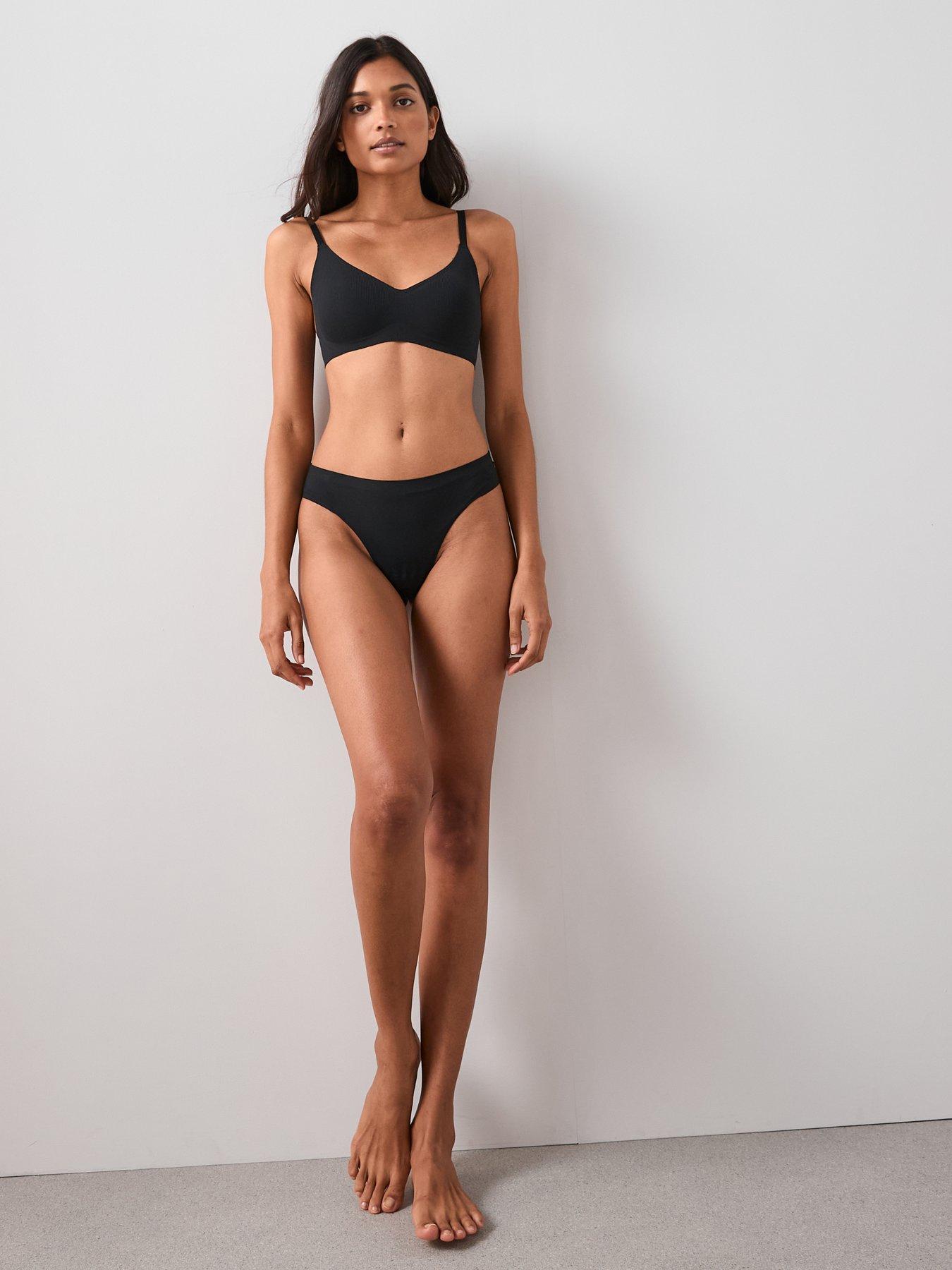 Image 6 of 7 of The Very Collection 2 Pack 2nd Skin Ribbed Bralette - Black