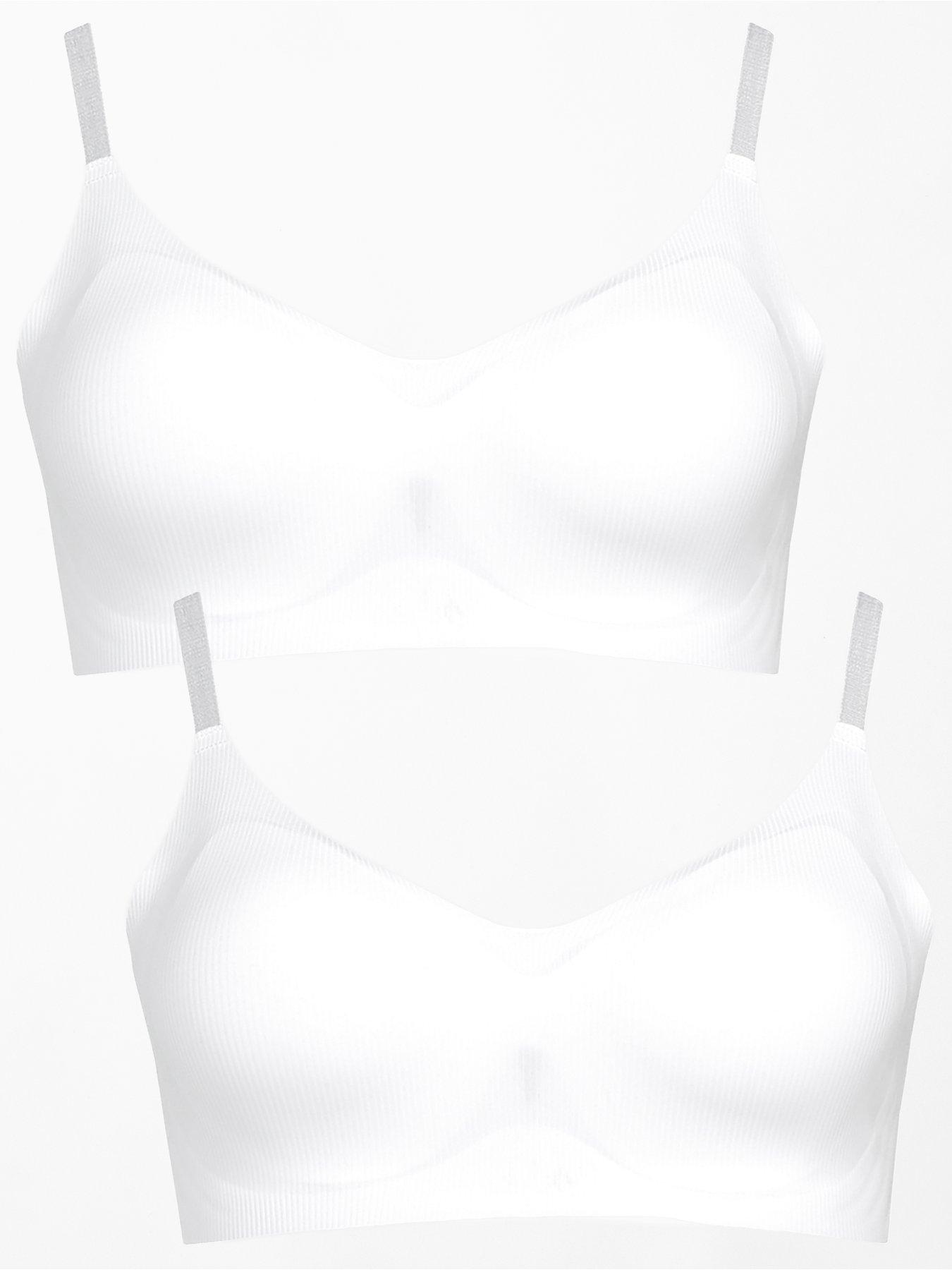 The Very Collection 2 Pack 2nd Skin Ribbed Bralette  - White