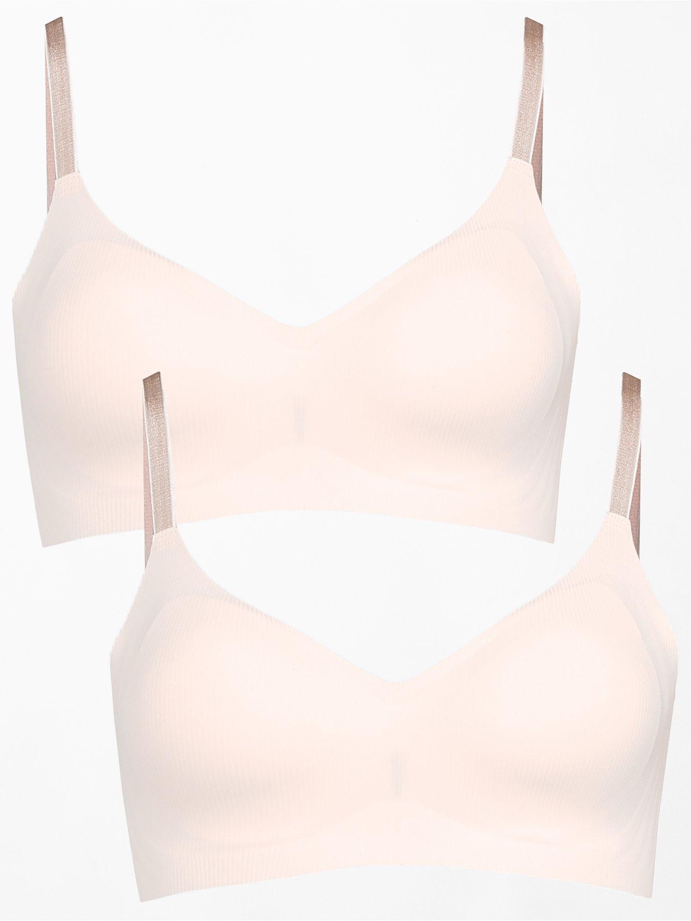 front image of the-very-collection-2-pack-2nd-skin-ribbed-bralette-pink