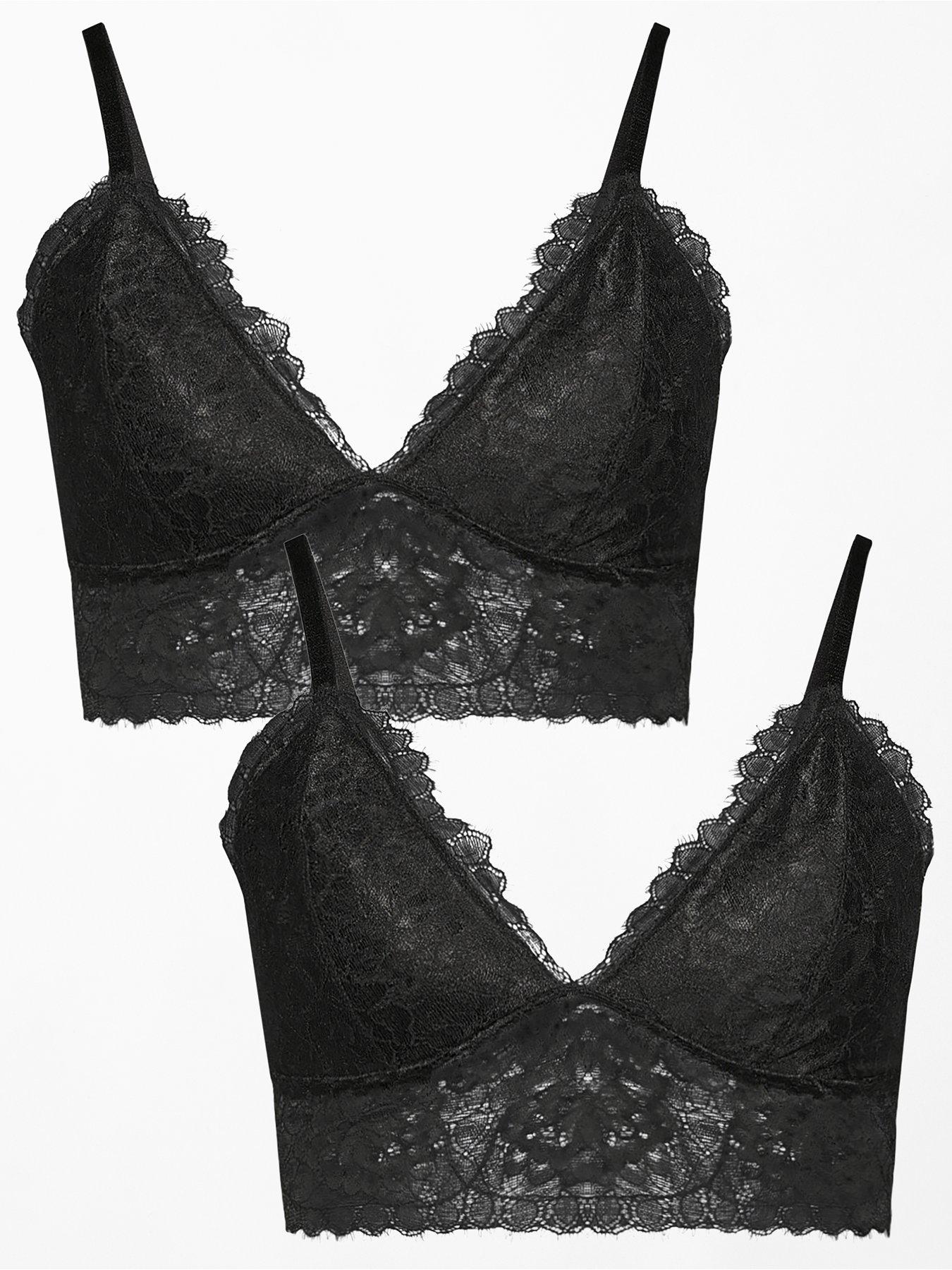 front image of the-very-collection-2-pack-lace-bralettes-black