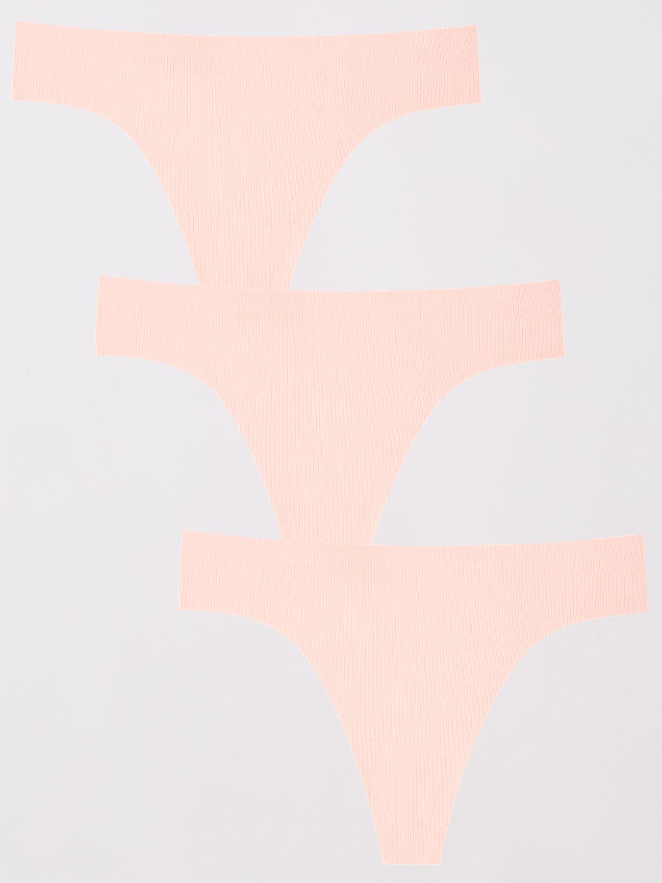 Image 1 of 6 of The Very Collection 3 Pack 2nd Skin Ribbed Thong - Pink