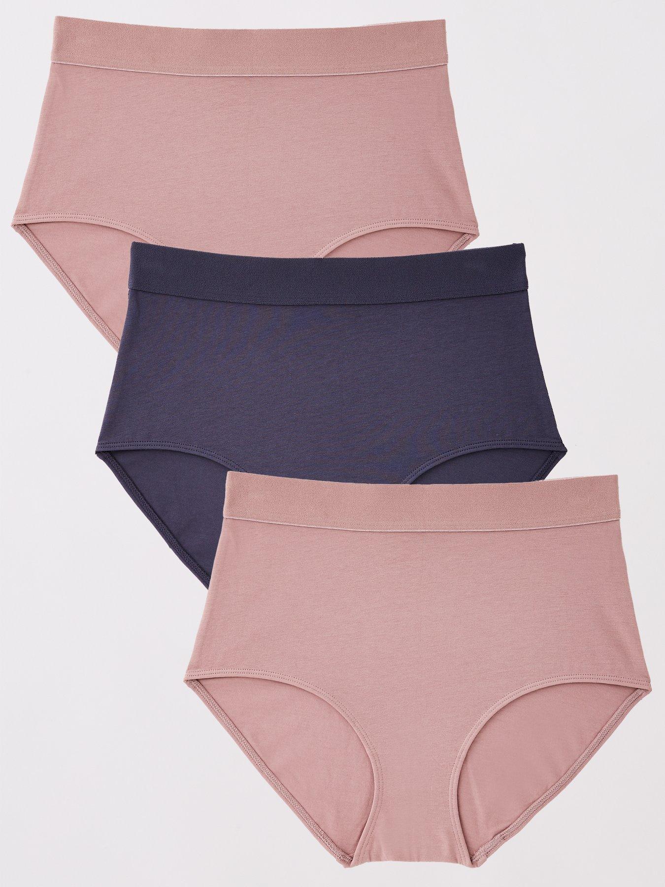 The Very Collection 3Pk High Waisted Cotton Briefs - Pink