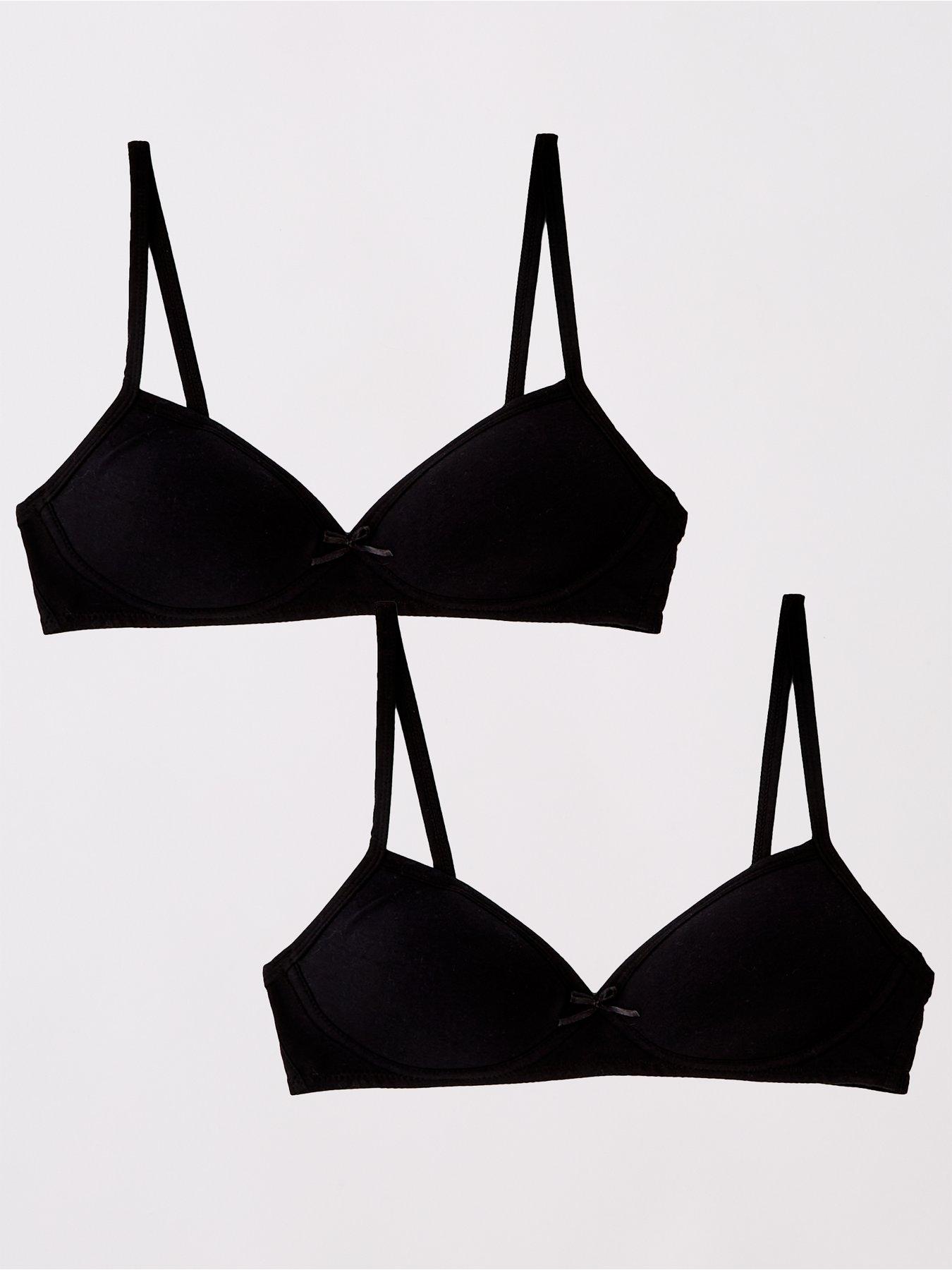 The Very Collection Girls 2 Pack Moulded Bra - Black
