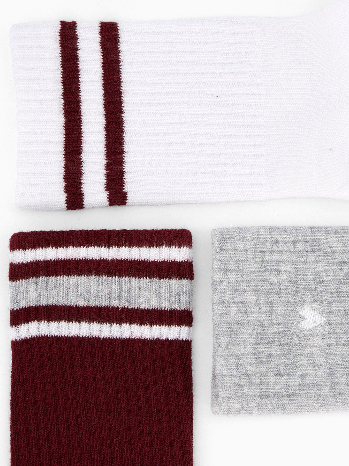 Image 3 of 4 of V by Very 3 Pack Ribbed Ankle Socks - Burgundy