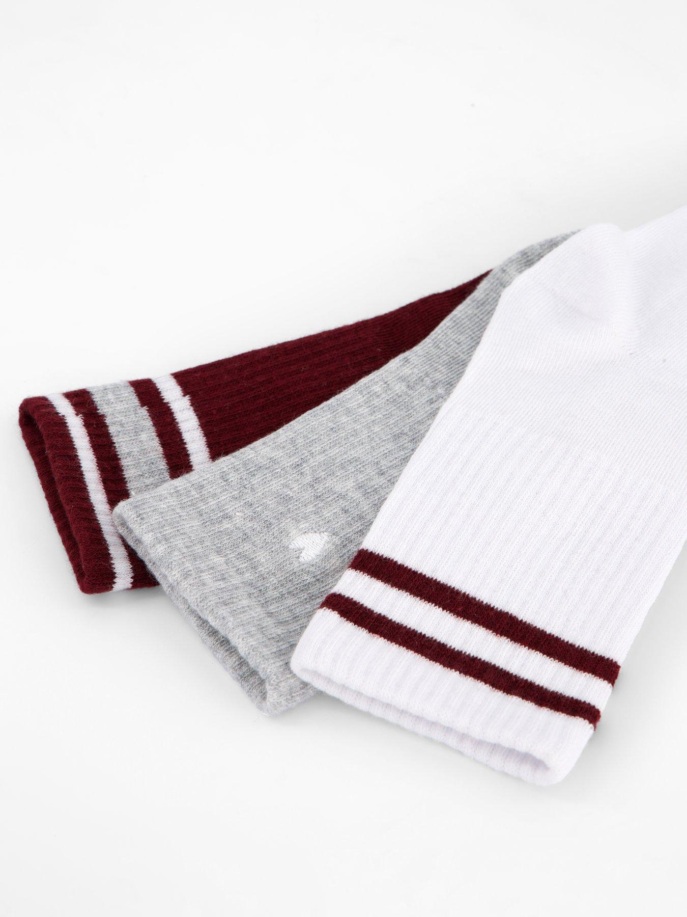 Image 4 of 4 of V by Very 3 Pack Ribbed Ankle Socks - Burgundy
