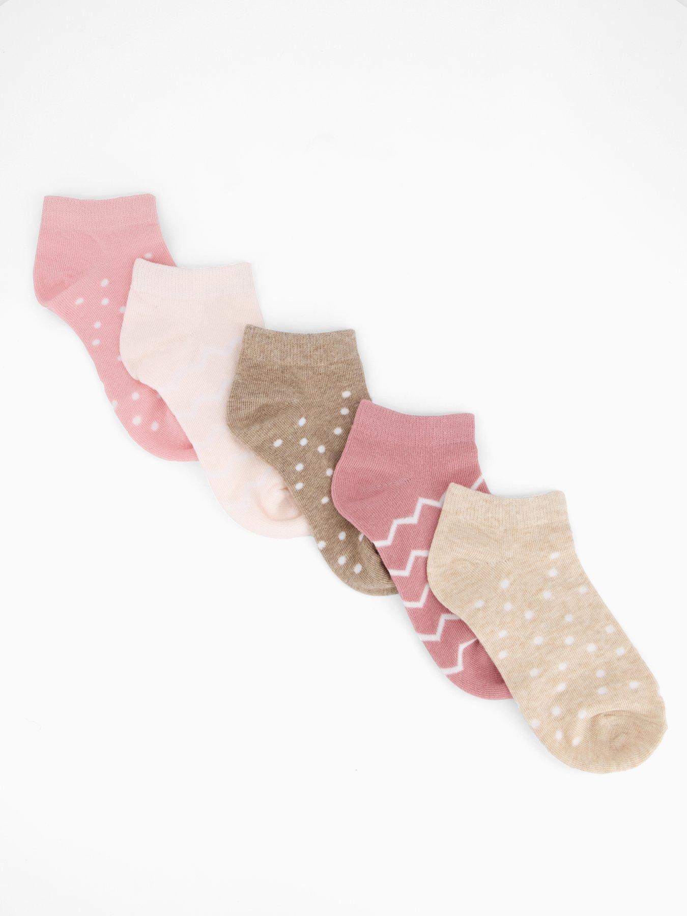 Image 1 of 4 of V by Very 5 Pack Printed Trainer Liner Socks - Pink