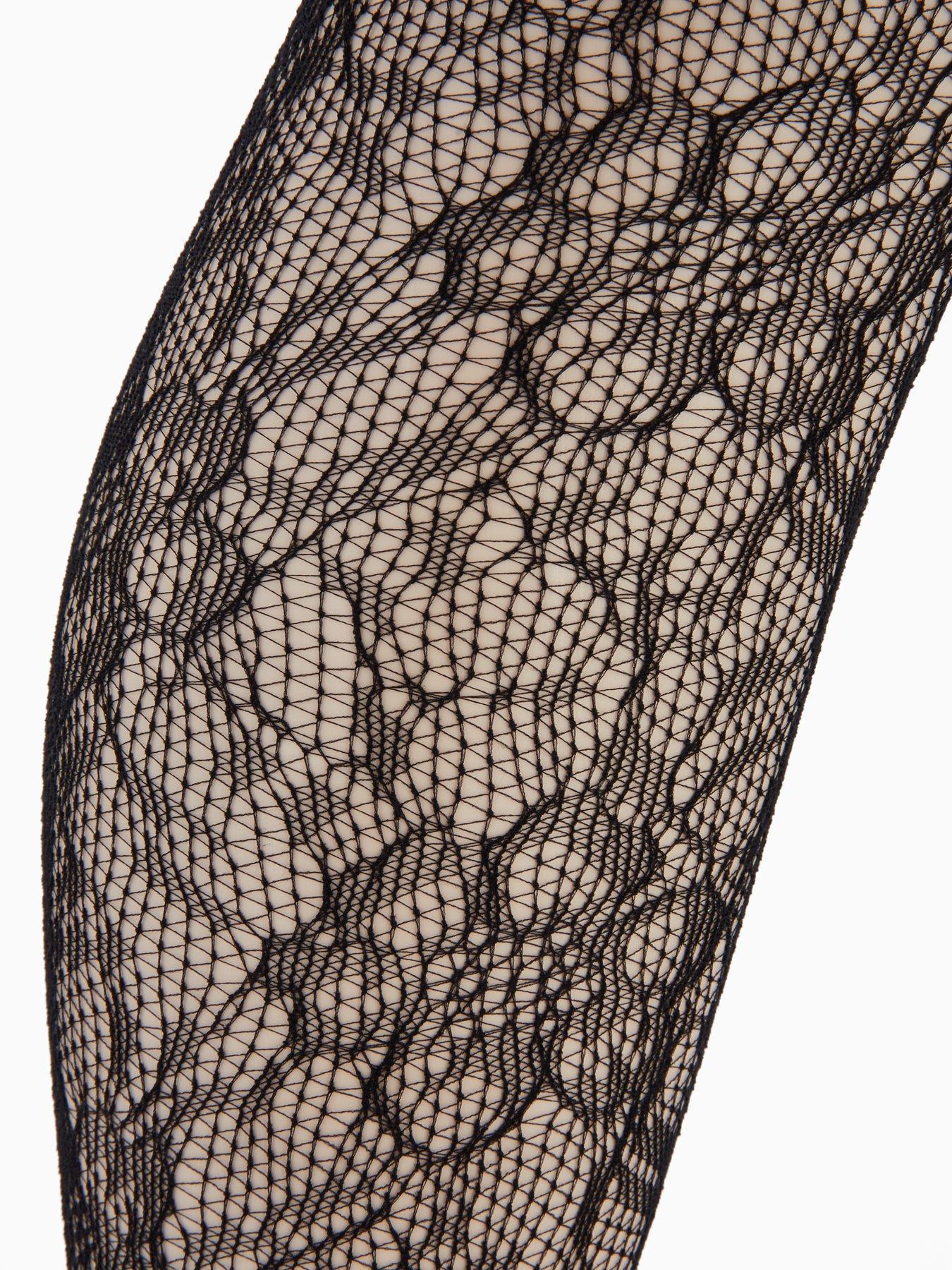 Image 2 of 2 of V by Very Lace Floral Tights - Black