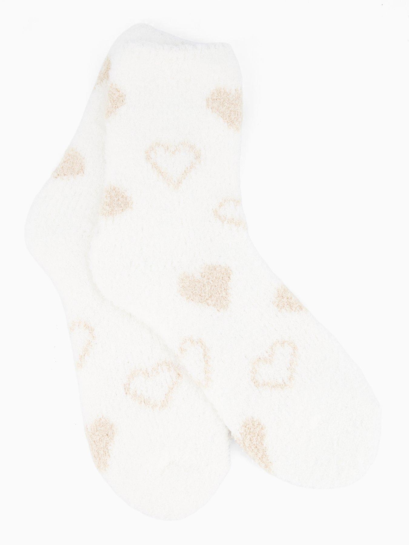 stillFront image of v-by-very-2-pack-heart-cosy-socks-cream