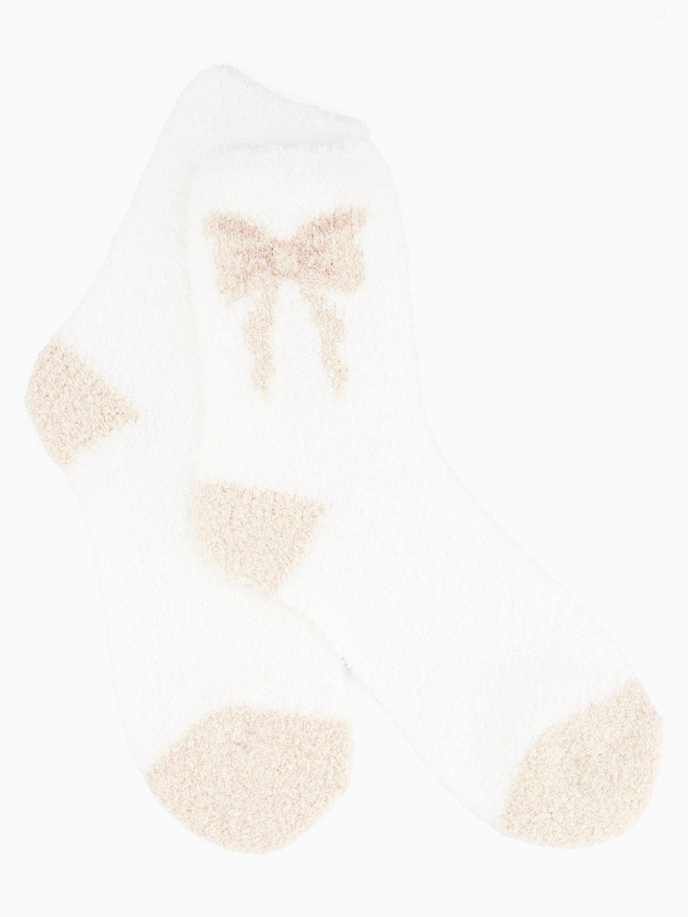  image of v-by-very-2-pack-bow-cosy-socks-beige
