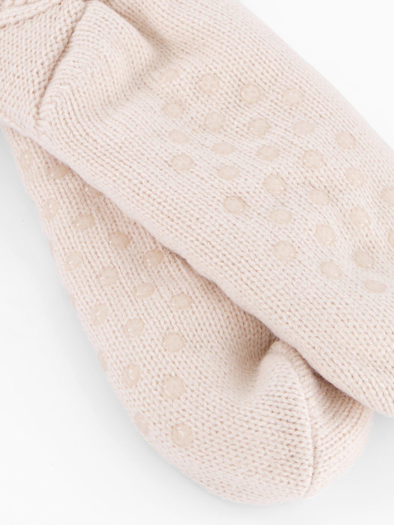  image of the-very-collection-cable-fleece-lined-socks-beige