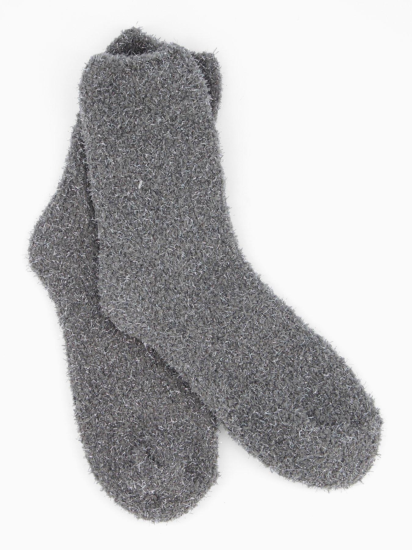  image of the-very-collection-2-pack-cosy-glitter-socks-grey