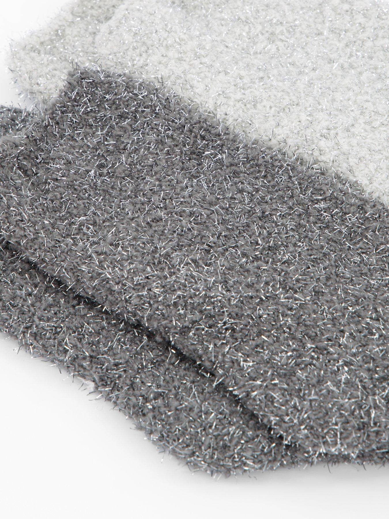  image of the-very-collection-2-pack-cosy-glitter-socks-grey