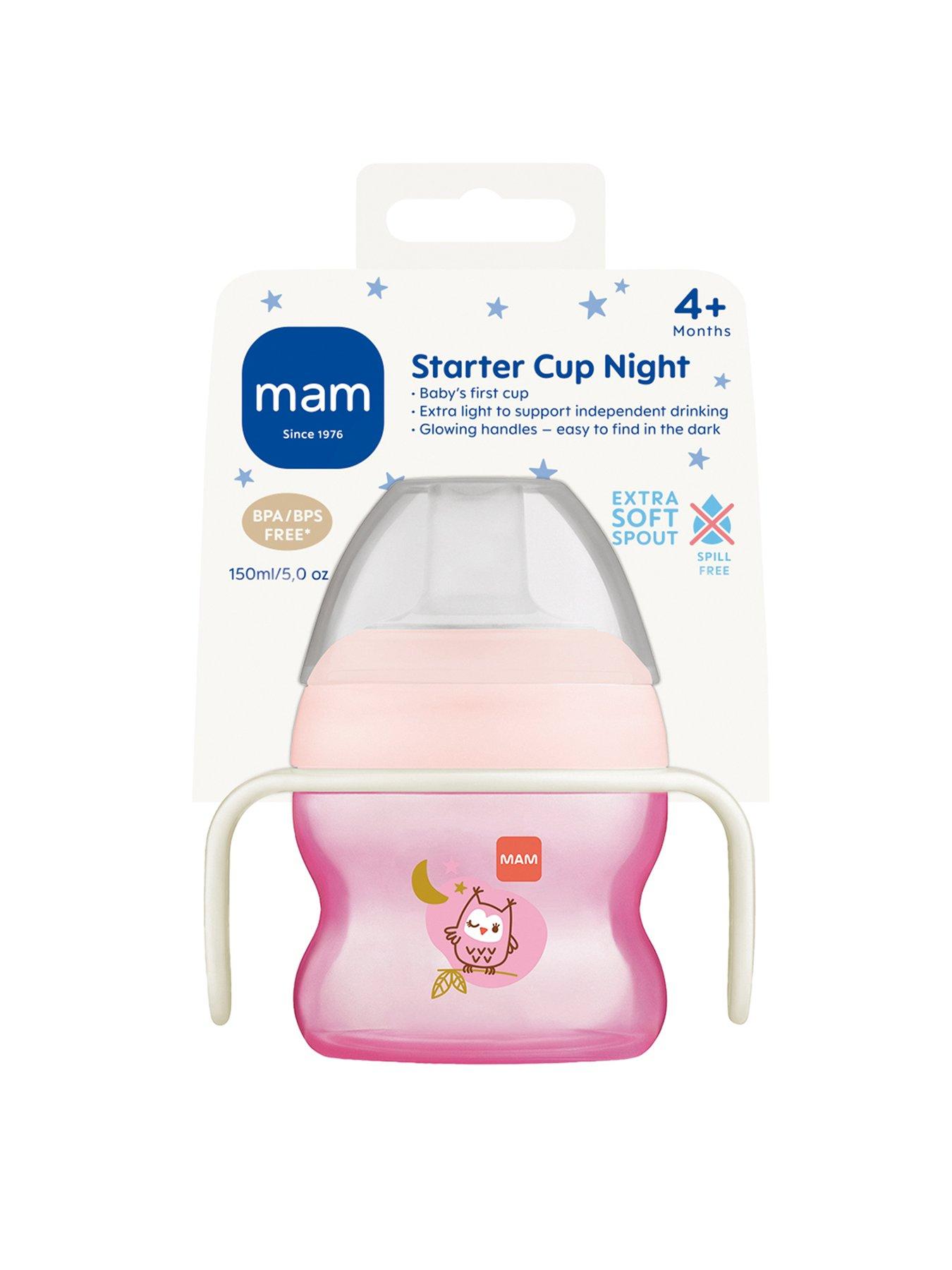  image of mam-starter-cup-150ml-with-glow-handles-pink