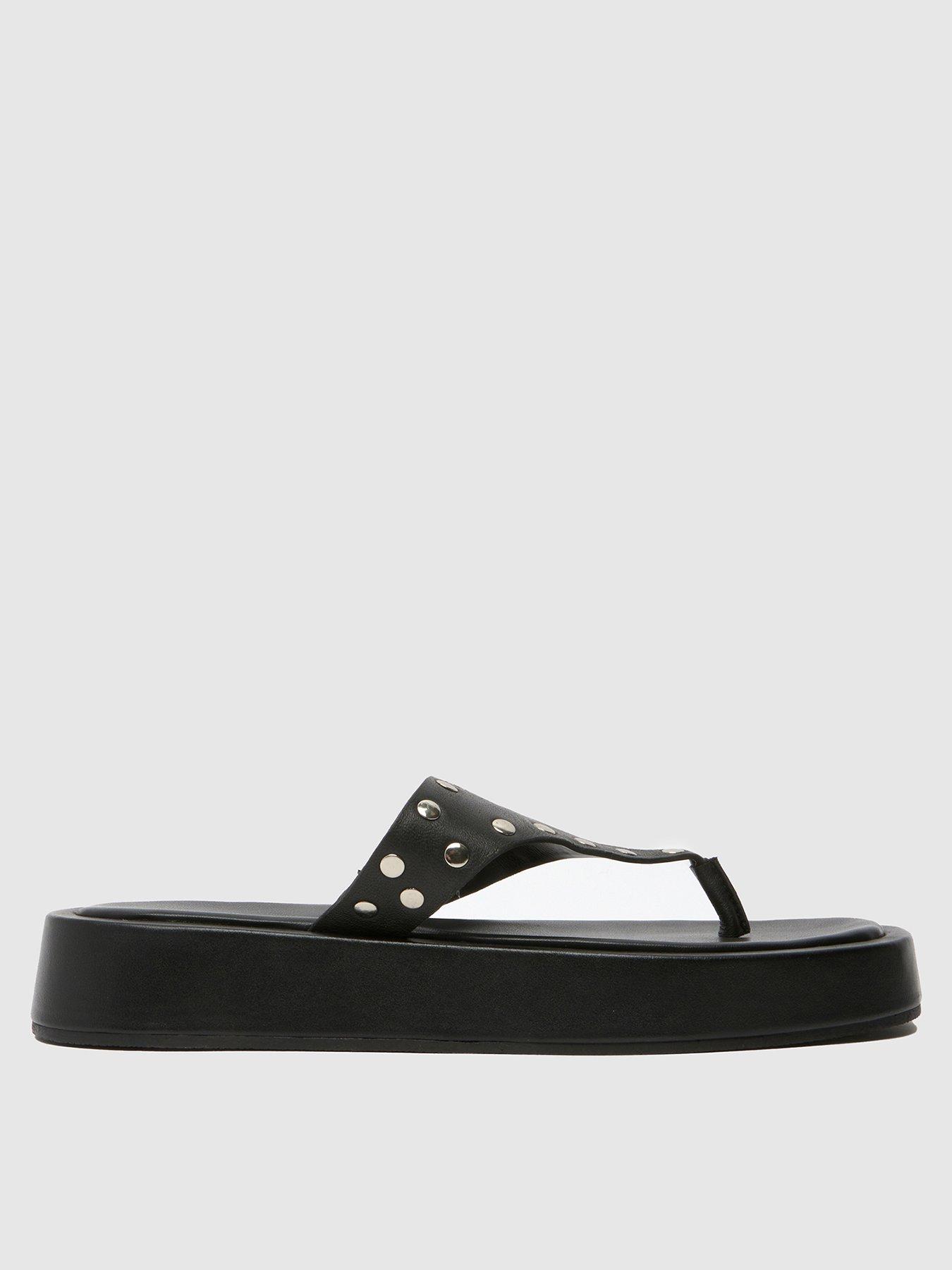 Image 3 of 4 of Schuh Toryn Stud Toe Post Sandal - Black