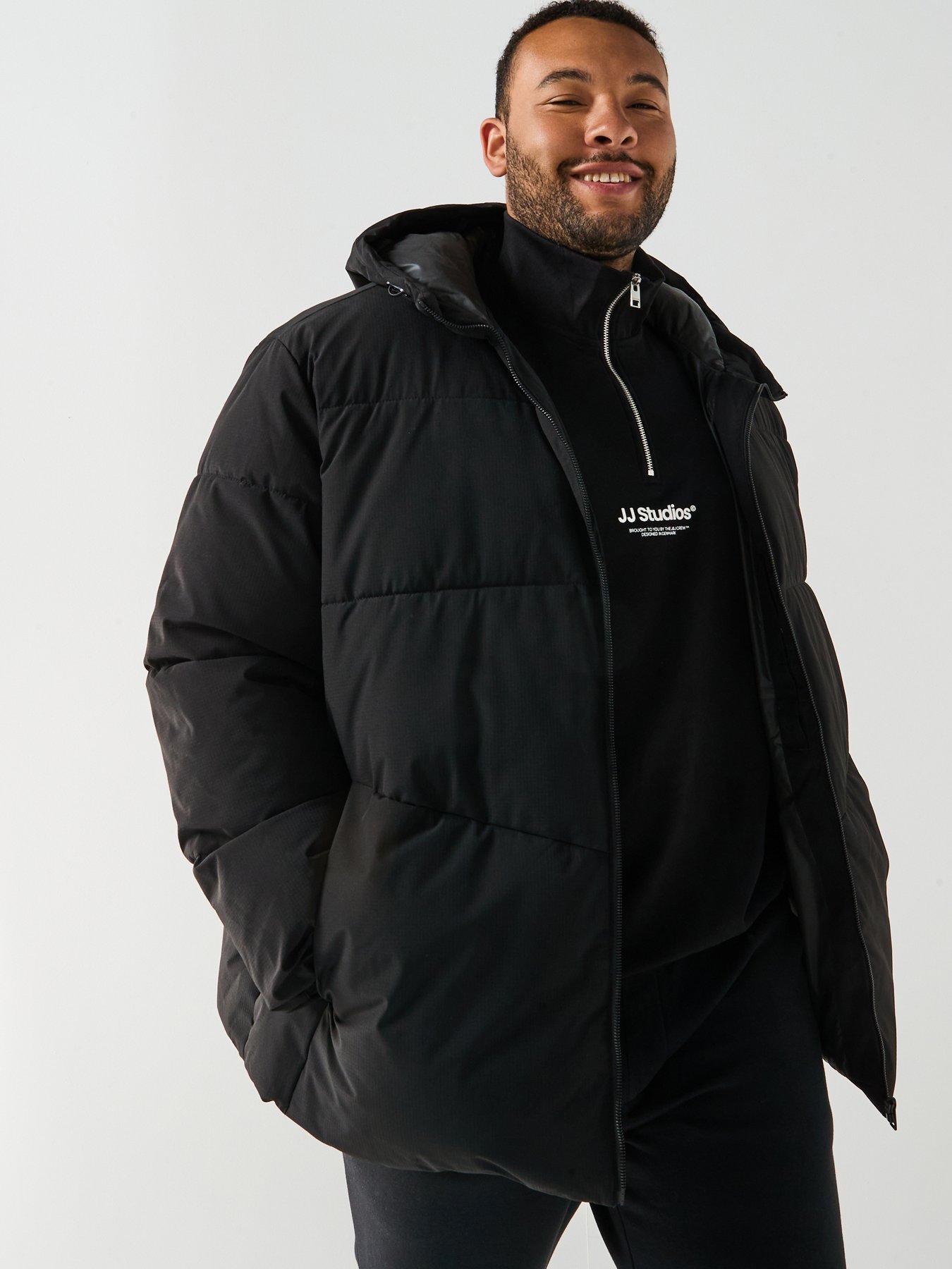  image of jack-jones-plus-mid-length-padded-black