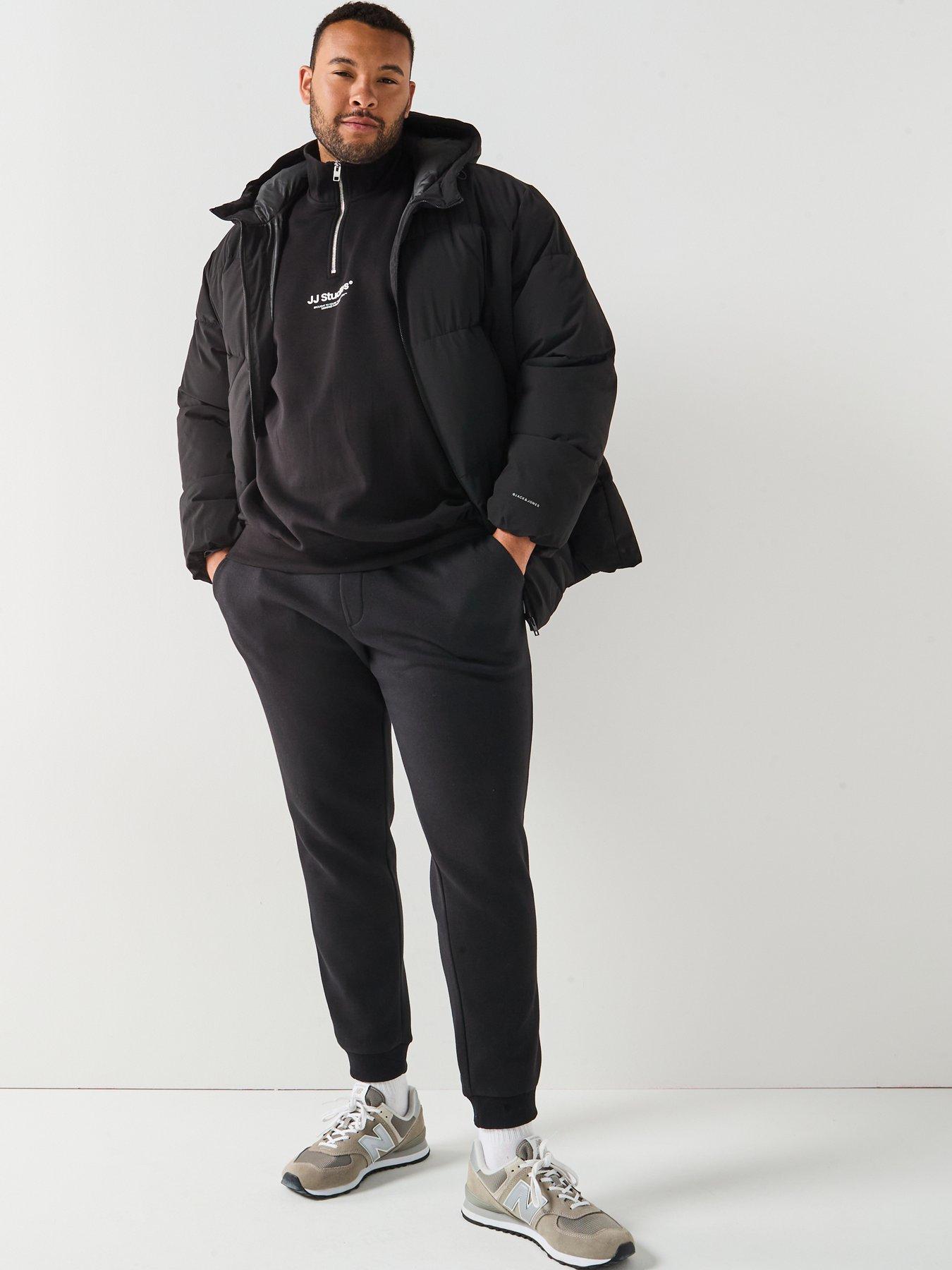 image of jack-jones-plus-mid-length-padded-black