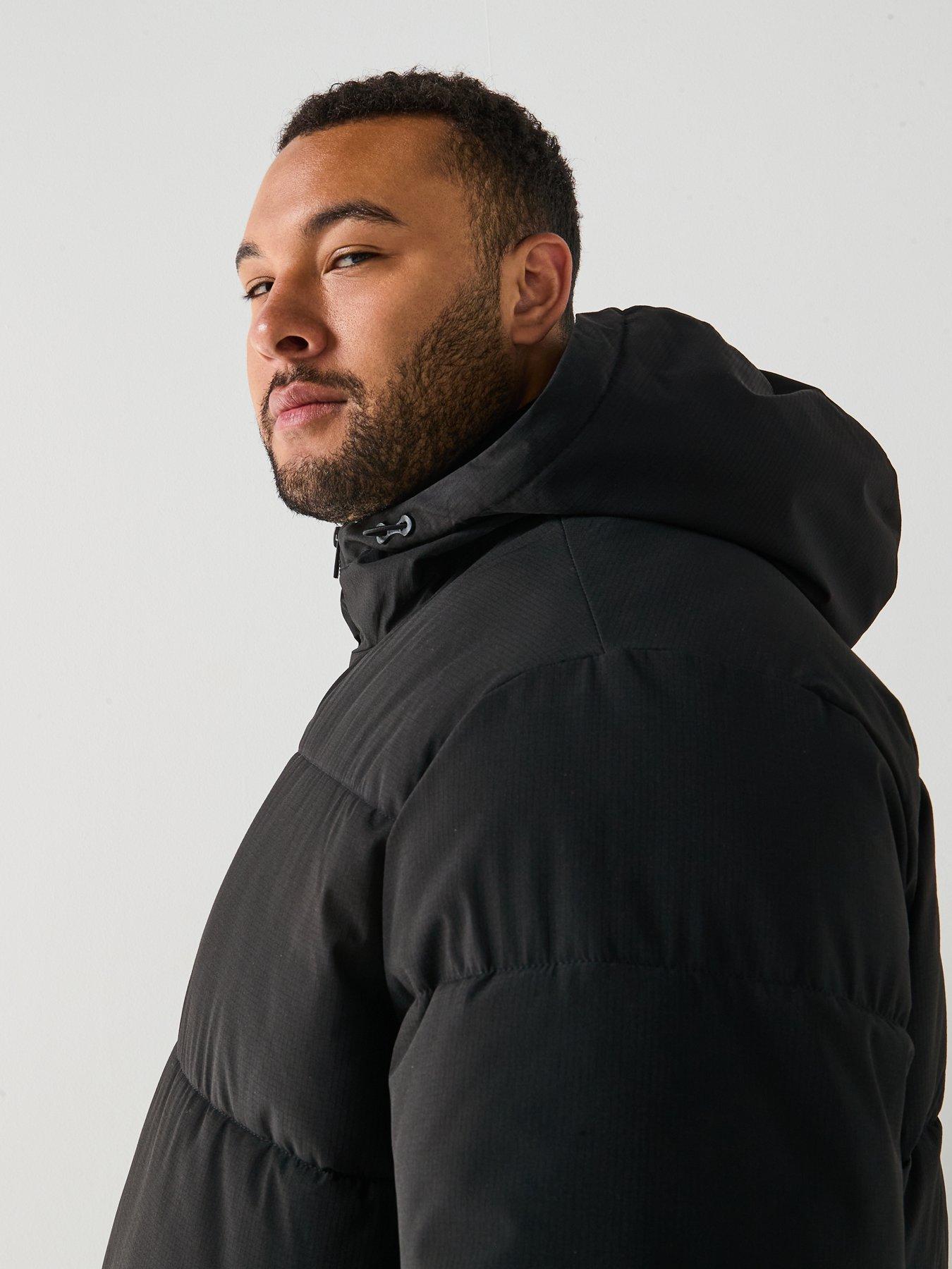  image of jack-jones-plus-mid-length-padded-black