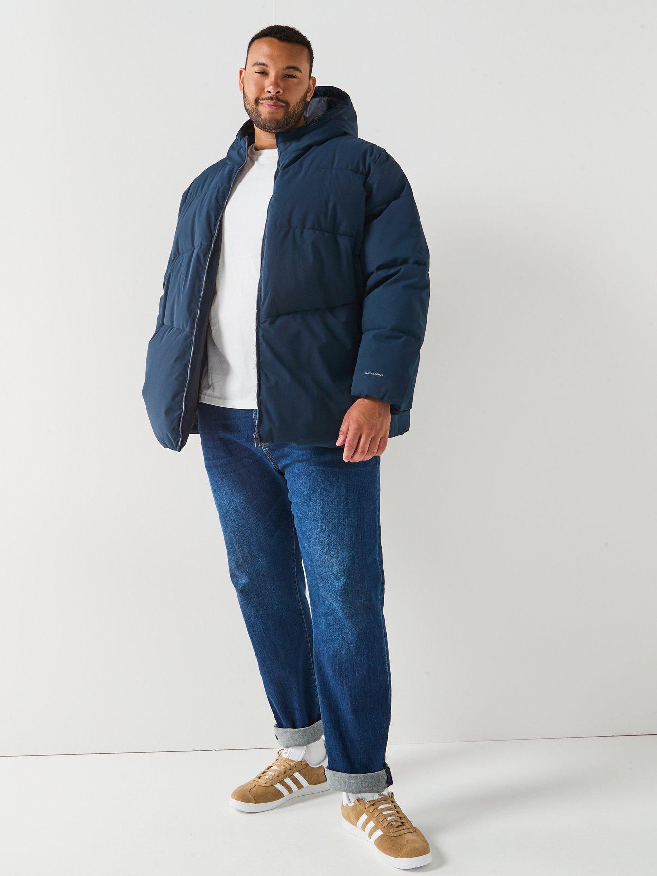  image of jack-jones-plus-mid-length-padded-navy