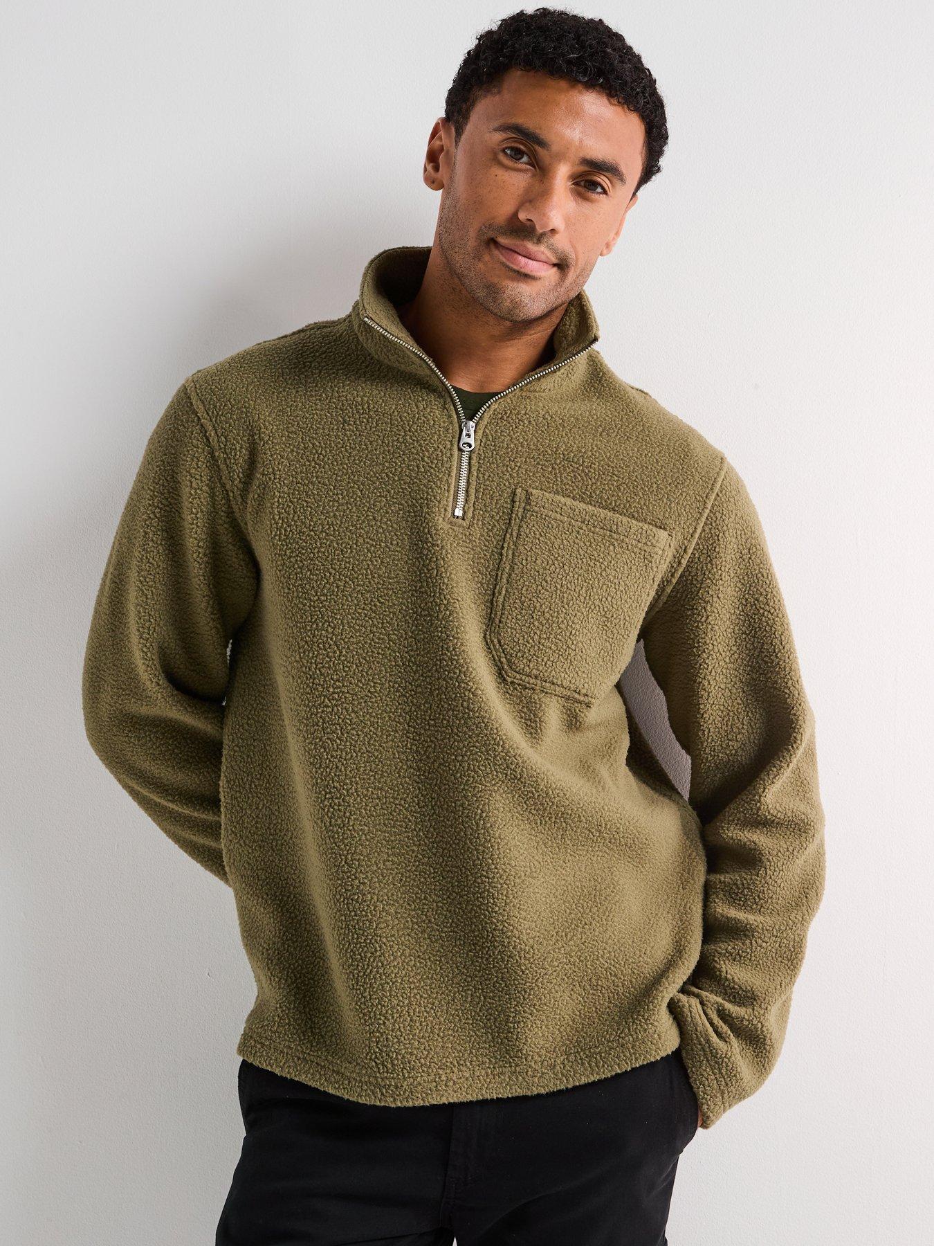  image of jack-jones-joribiza-fleece-12-zip-sweat-khaki