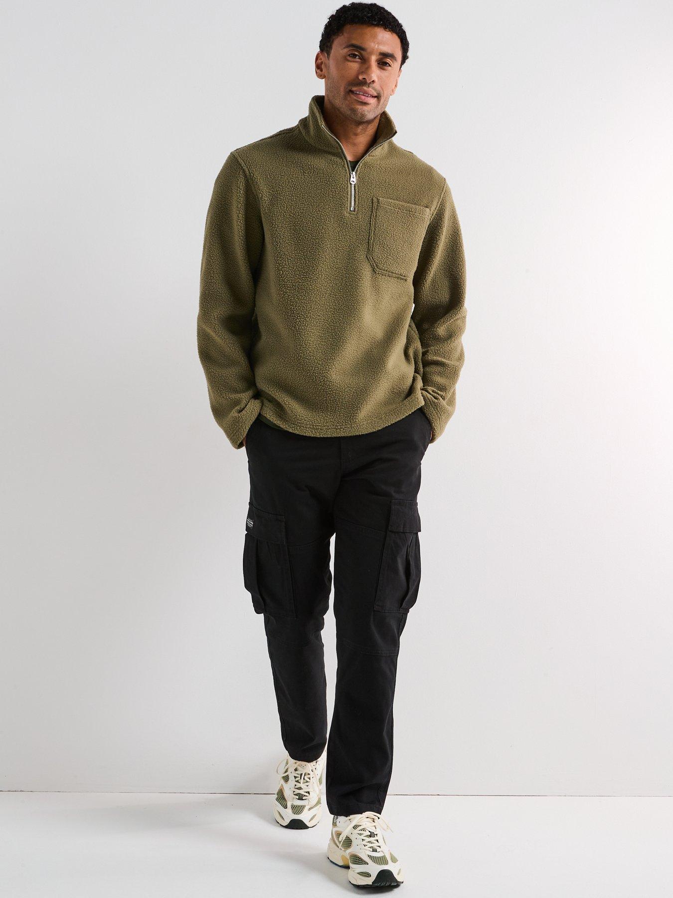  image of jack-jones-joribiza-fleece-12-zip-sweat-khaki