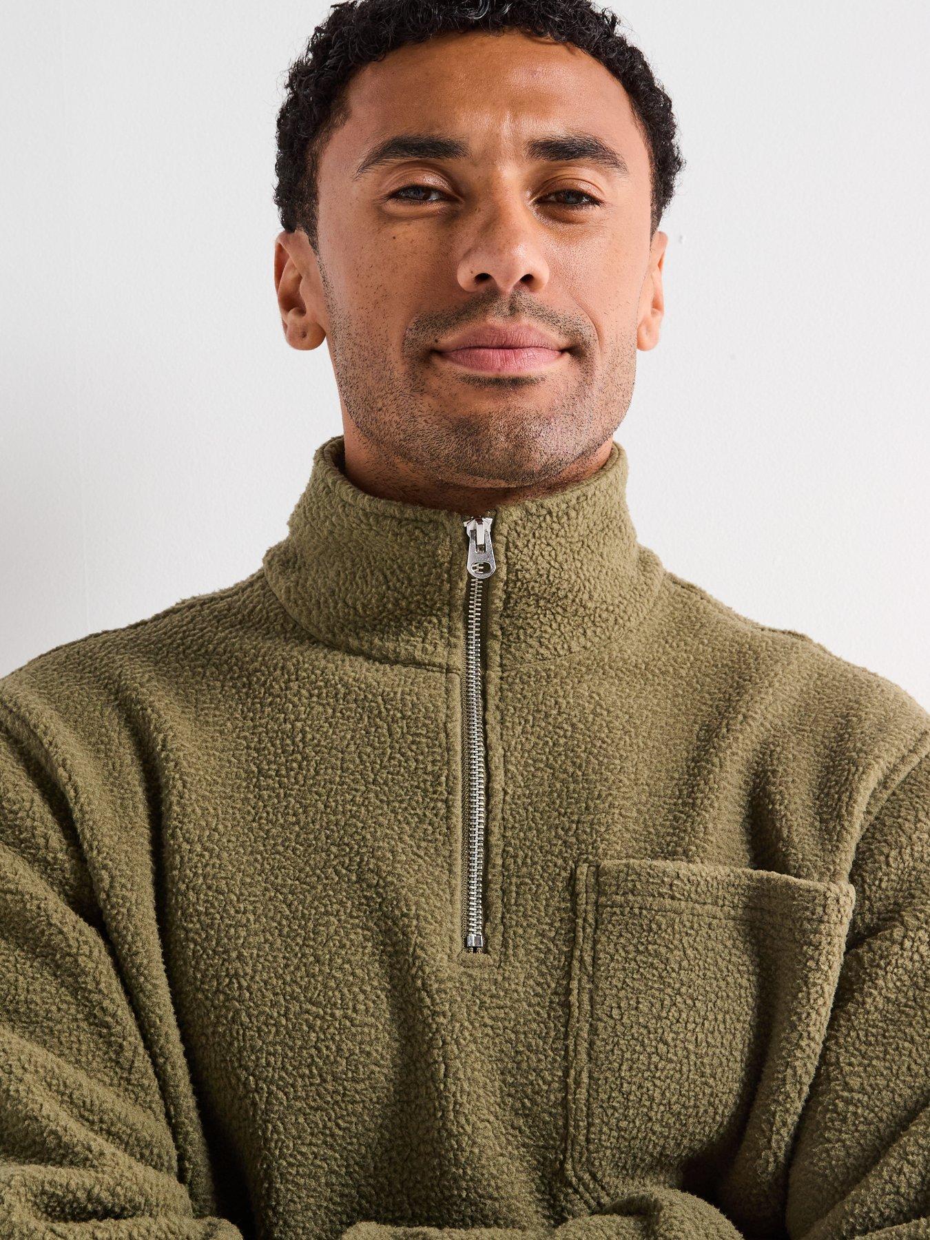  image of jack-jones-joribiza-fleece-12-zip-sweat-khaki
