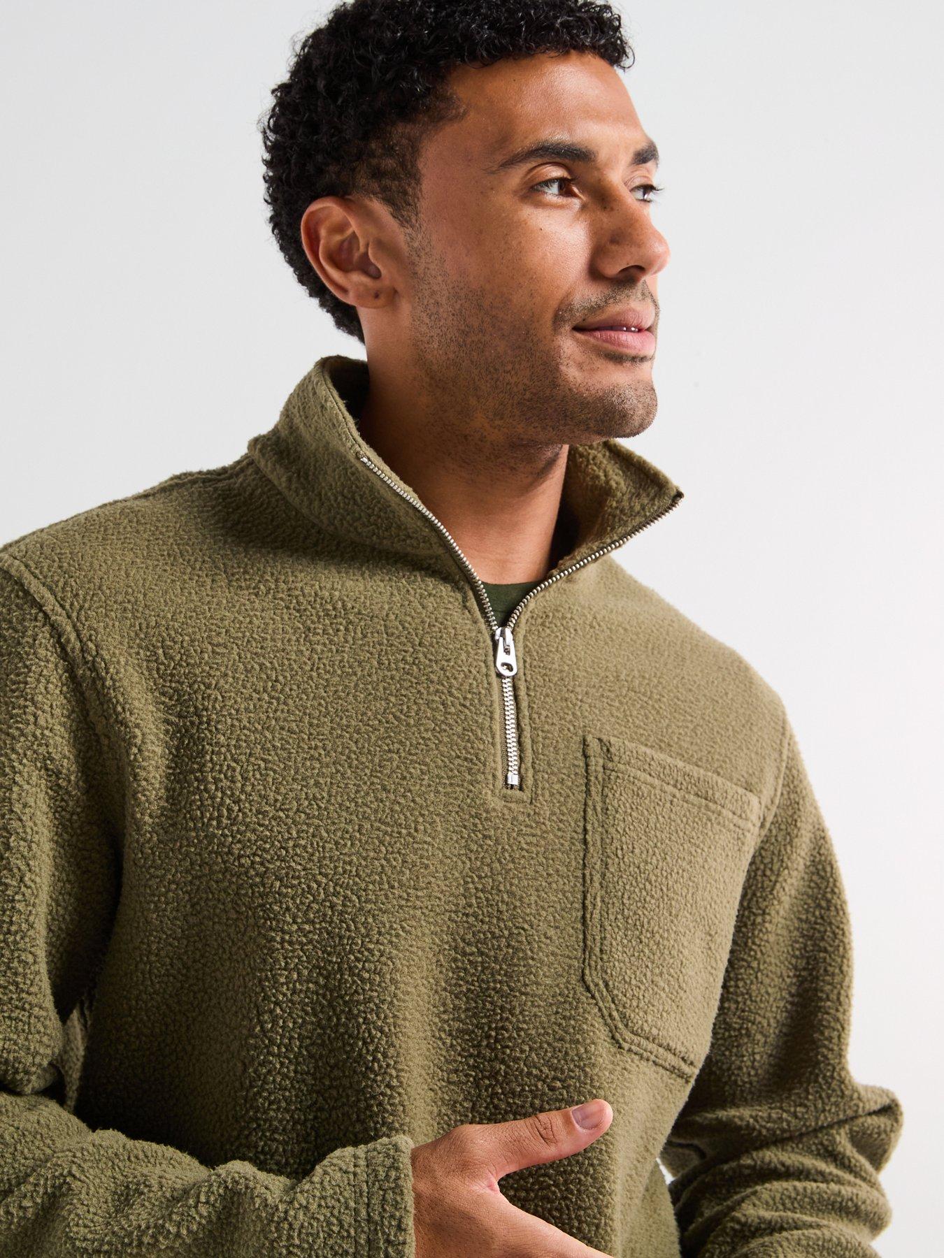  image of jack-jones-joribiza-fleece-12-zip-sweat-khaki