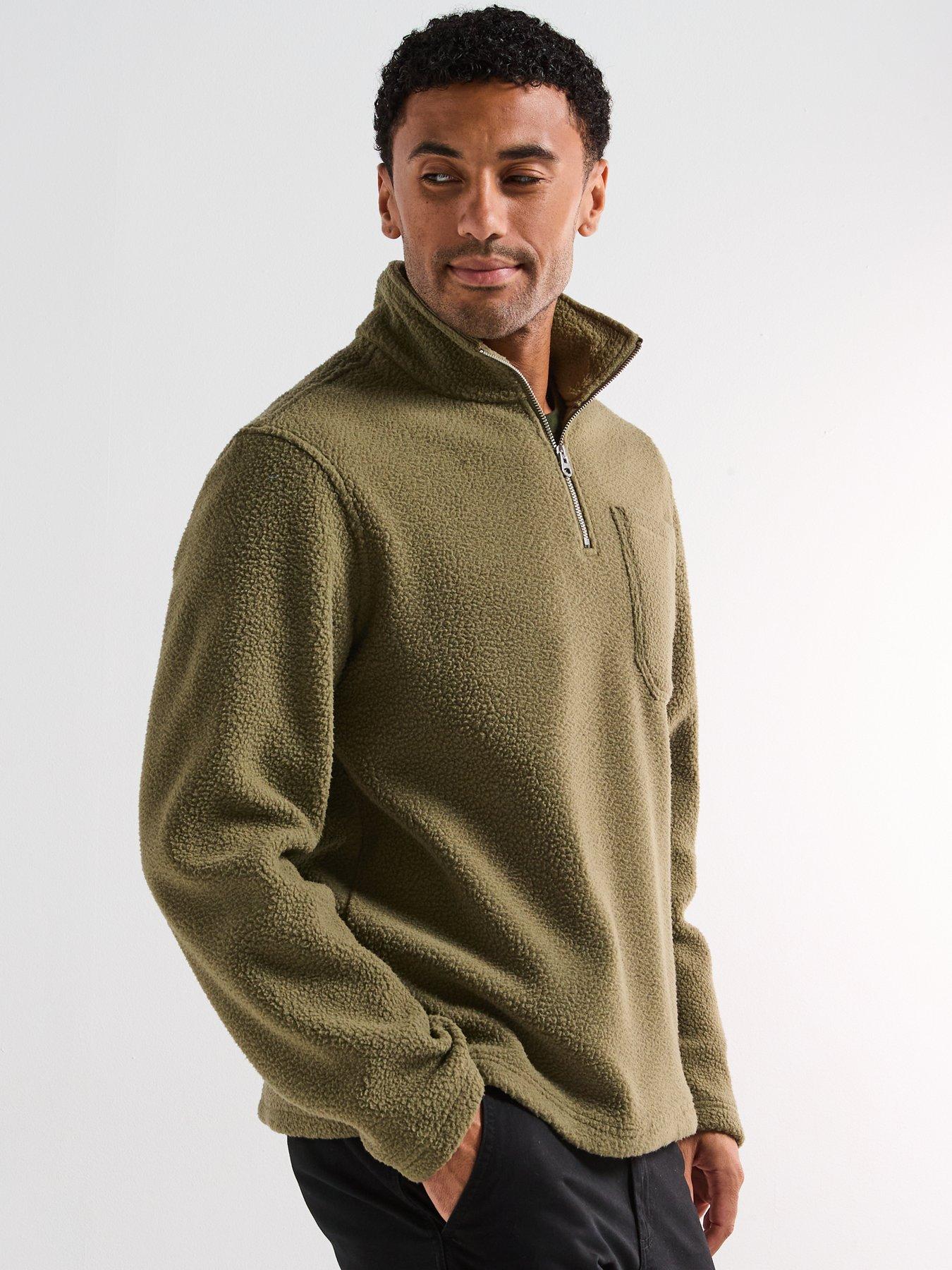  image of jack-jones-joribiza-fleece-12-zip-sweat-khaki