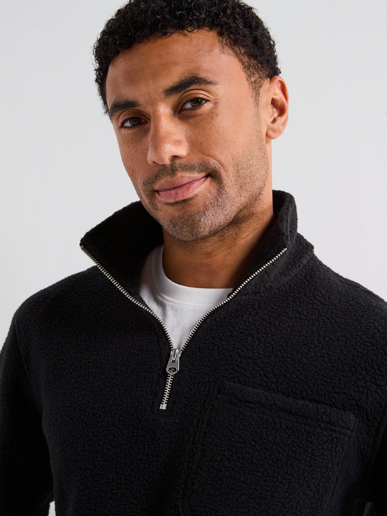  image of jack-jones-joribiza-fleece-12-zip-sweat-black