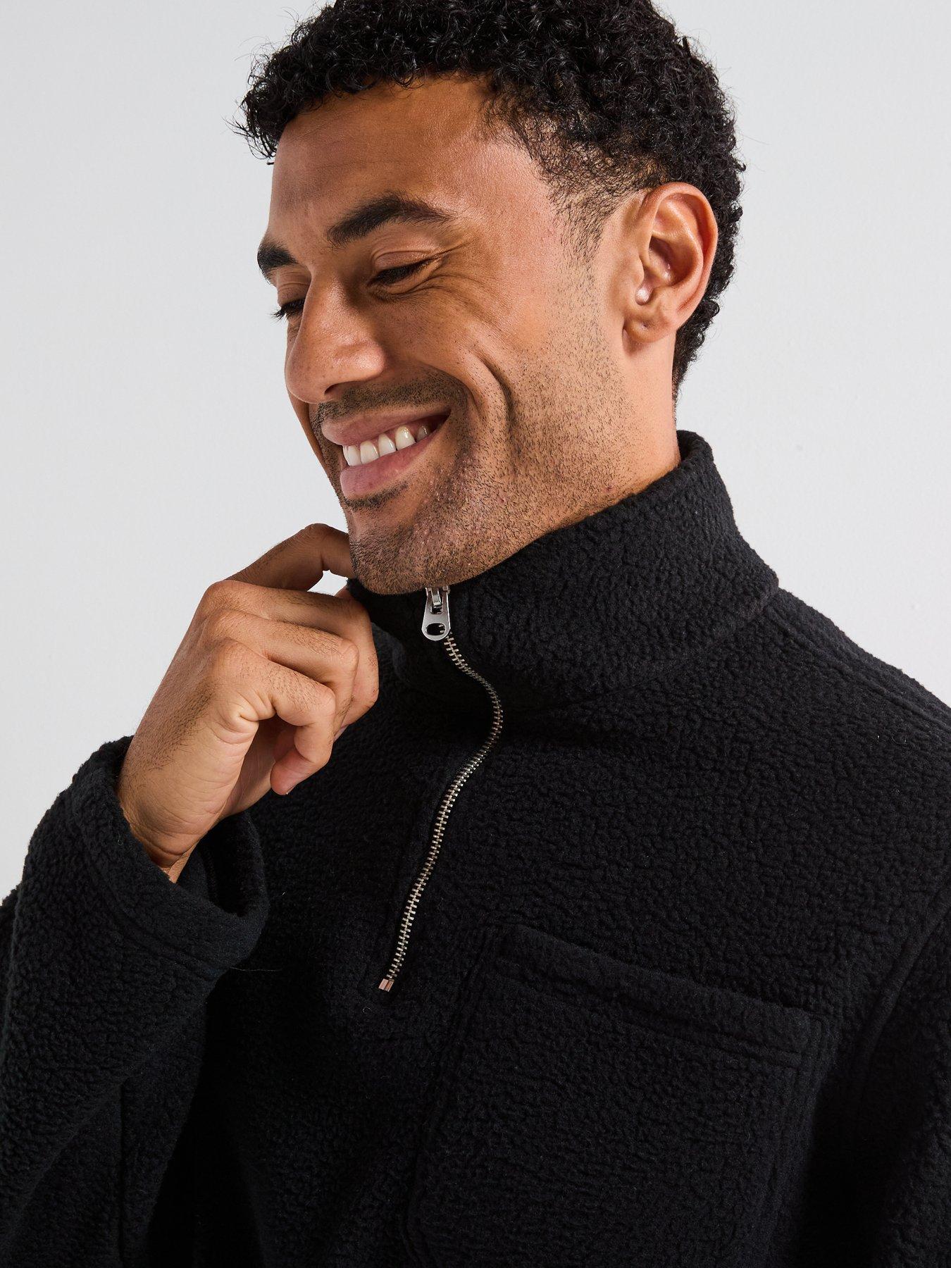  image of jack-jones-joribiza-fleece-12-zip-sweat-black