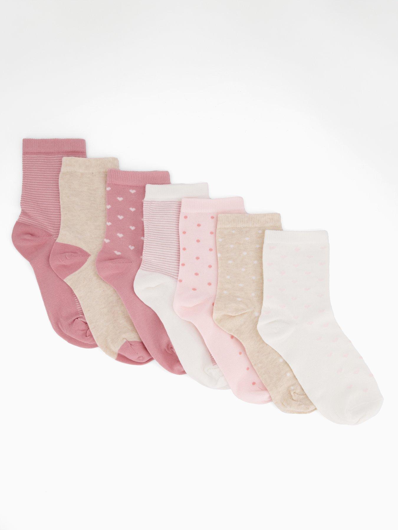 The Very Collection Girls 7 Pack Hearts And Spots Socks - Multi
