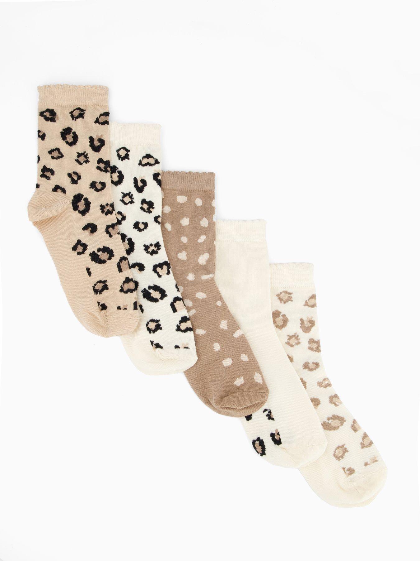 undefined Girls 5 Pack Animal Print Socks - Multi